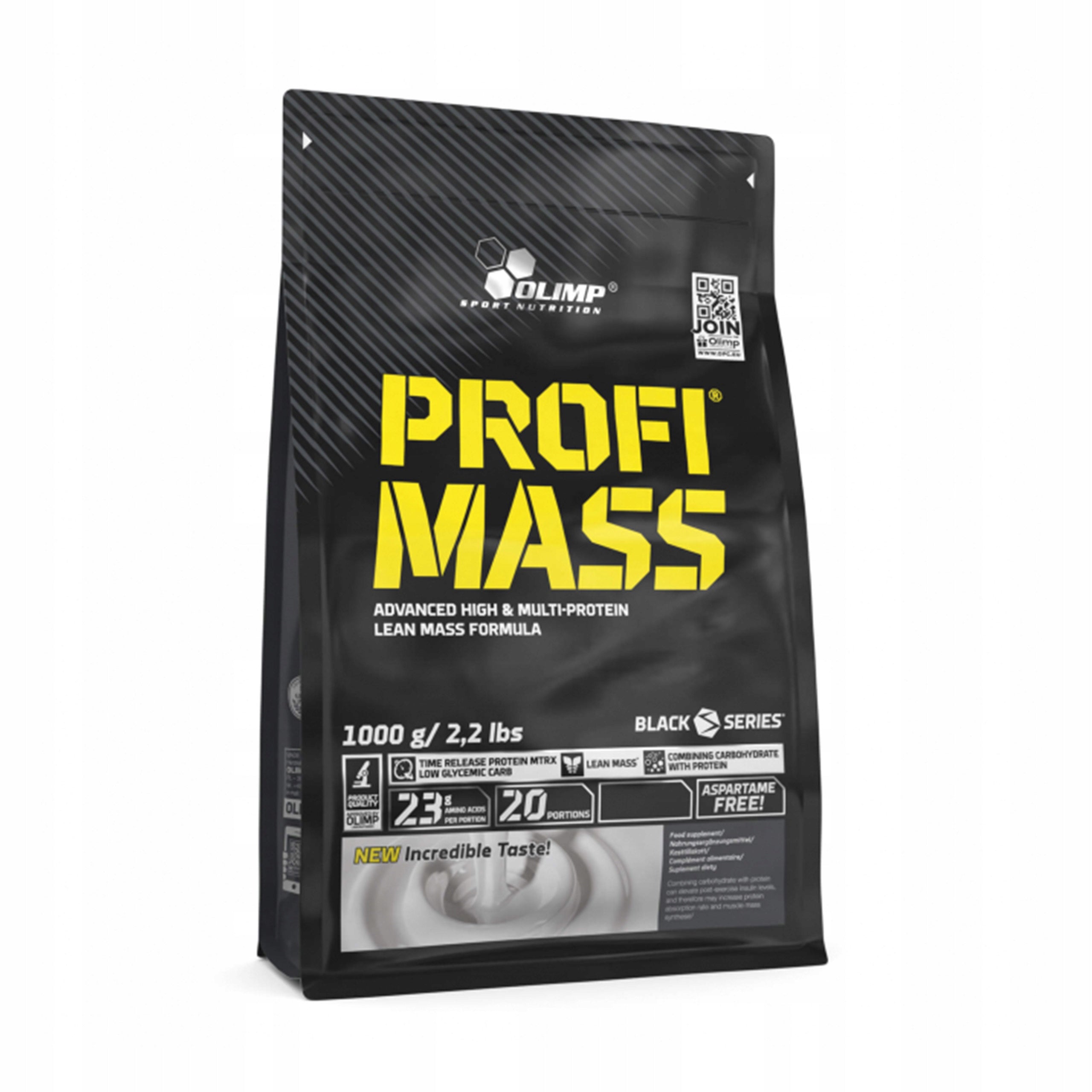 Gainer Olimp Profi Mass Strawberry Powder 1000 g 45% Protein without Aspartame Packaging status original