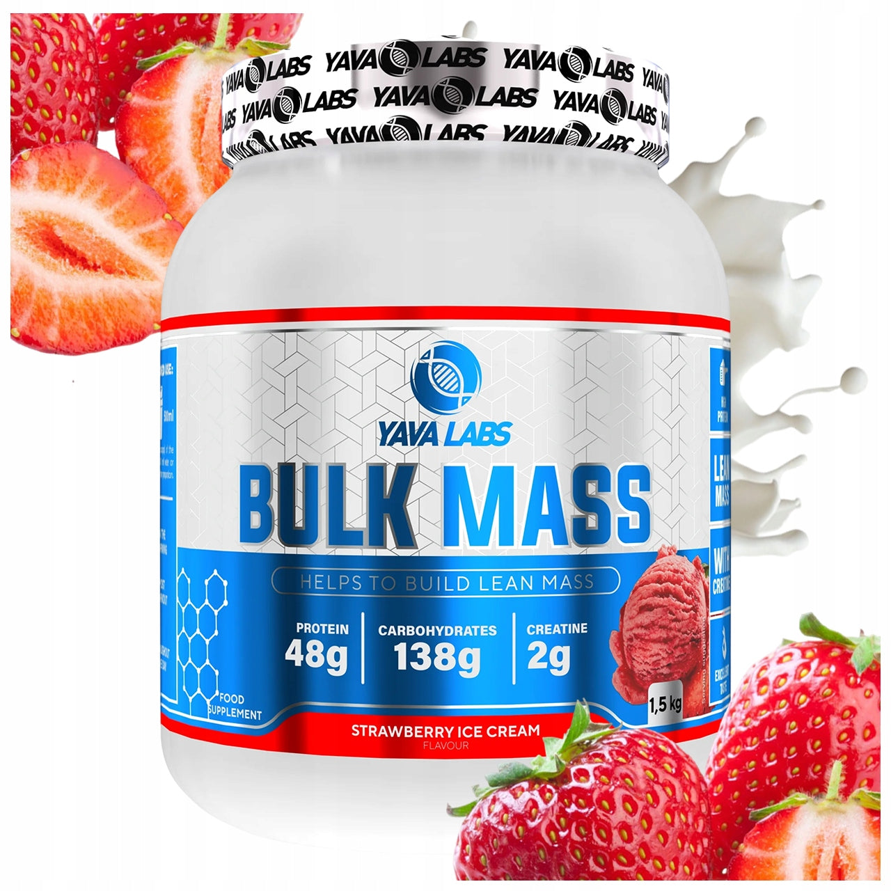 Gainer for athletes Bulk Mass Yava Labs Strawberry 1.5kg