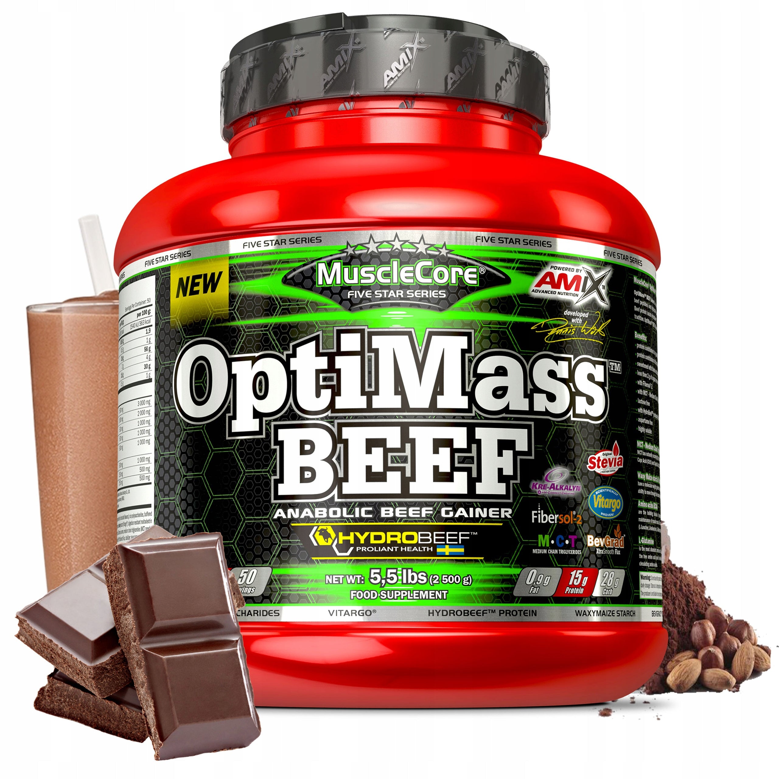 Gainer without lactose and sugar 2500 g beef protein supplement creatine