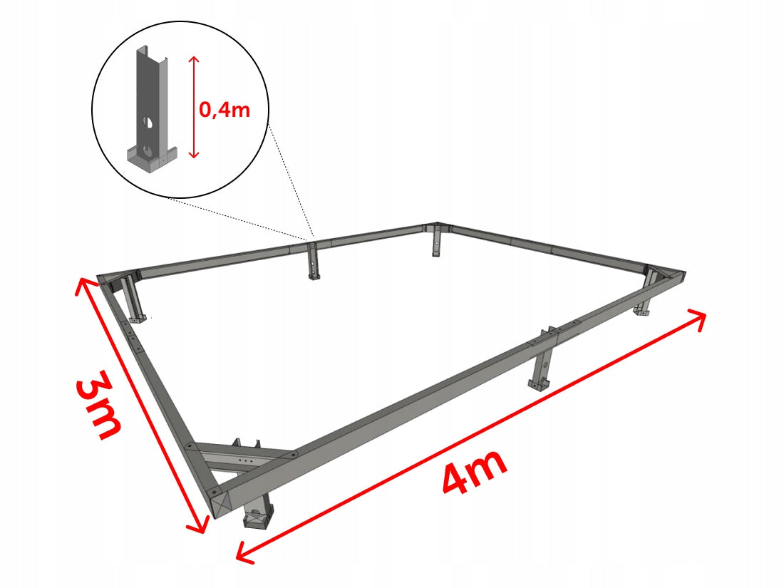 Galvanized foundation for greenhouses 3x4m steel Manufacturer code Fundament Ocynkowany 3x4
