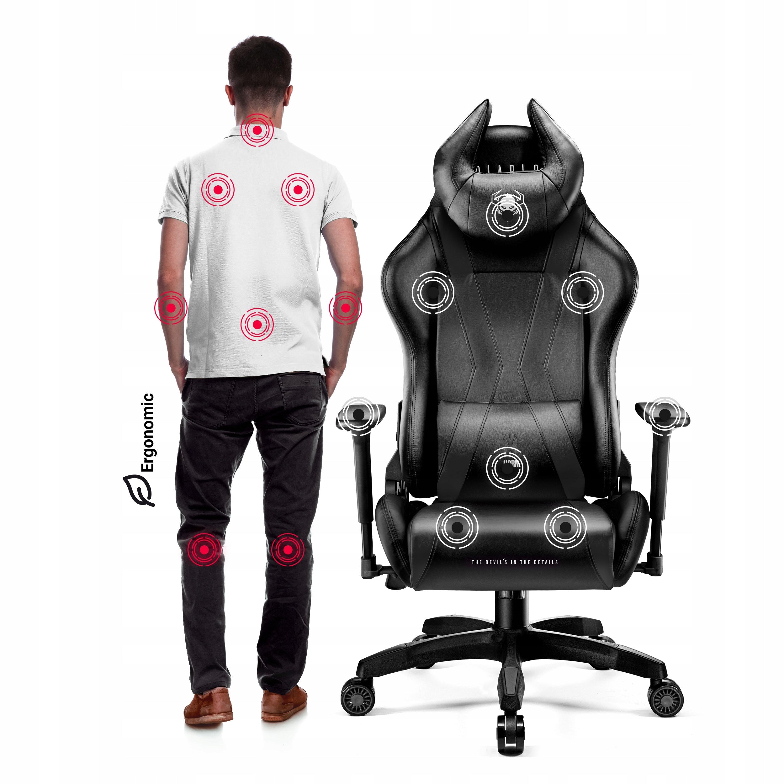Gaming Chair Diablo X-Horn 2.0 Normal Size Faux Leather Black Maximum seat height 59 cm