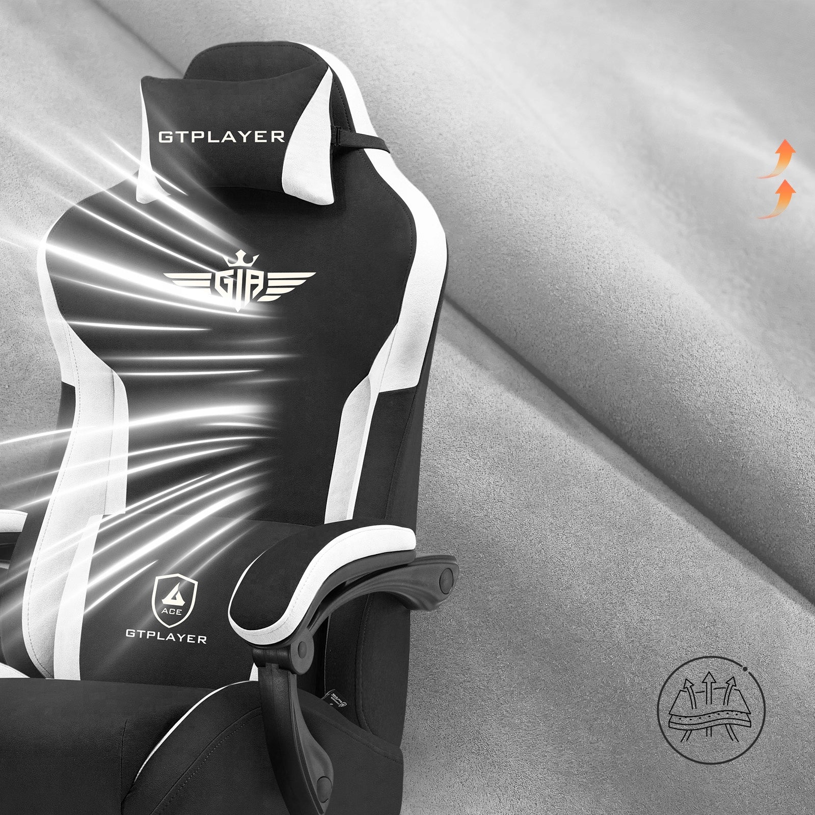 Gaming Chair Ergo Sunbed 165° Footrest Load 150kg Black Manufacturer code Podparcie Lędźwiowe