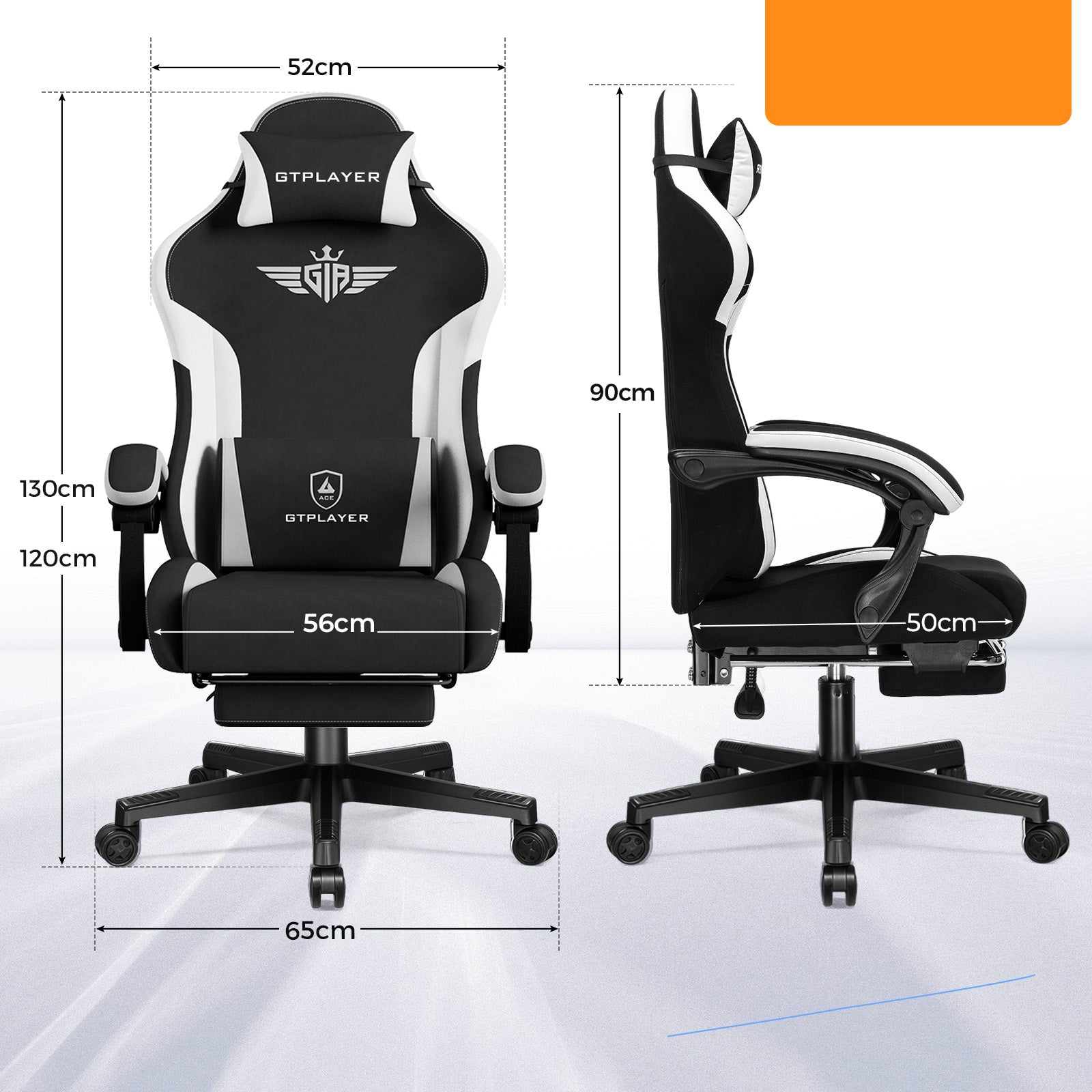 Gaming Chair Ergo Sunbed 165° Footrest Load 150kg Black Packaging status original