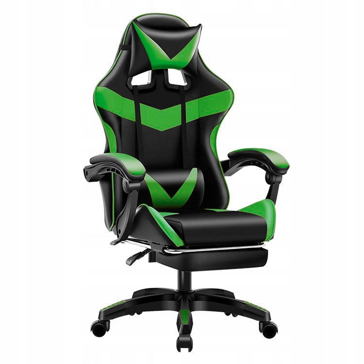 Gaming Chair Games Green/Black Swivel Office Chair with Footrest