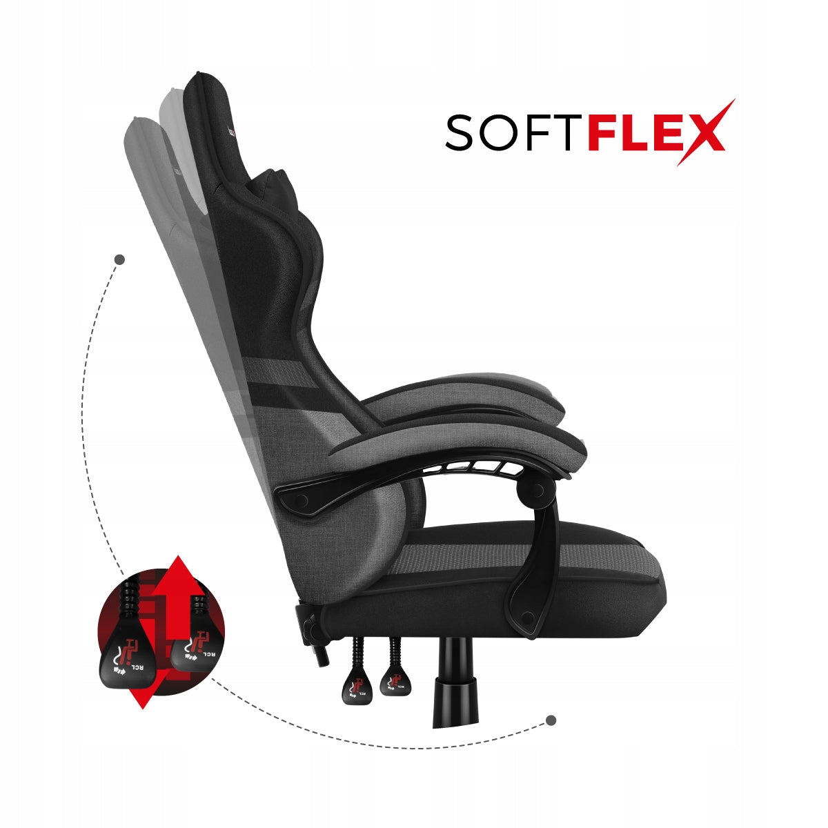 Gaming Chair HUZARO FORCE 4.4 Grey Mesh Furniture height 125 cm