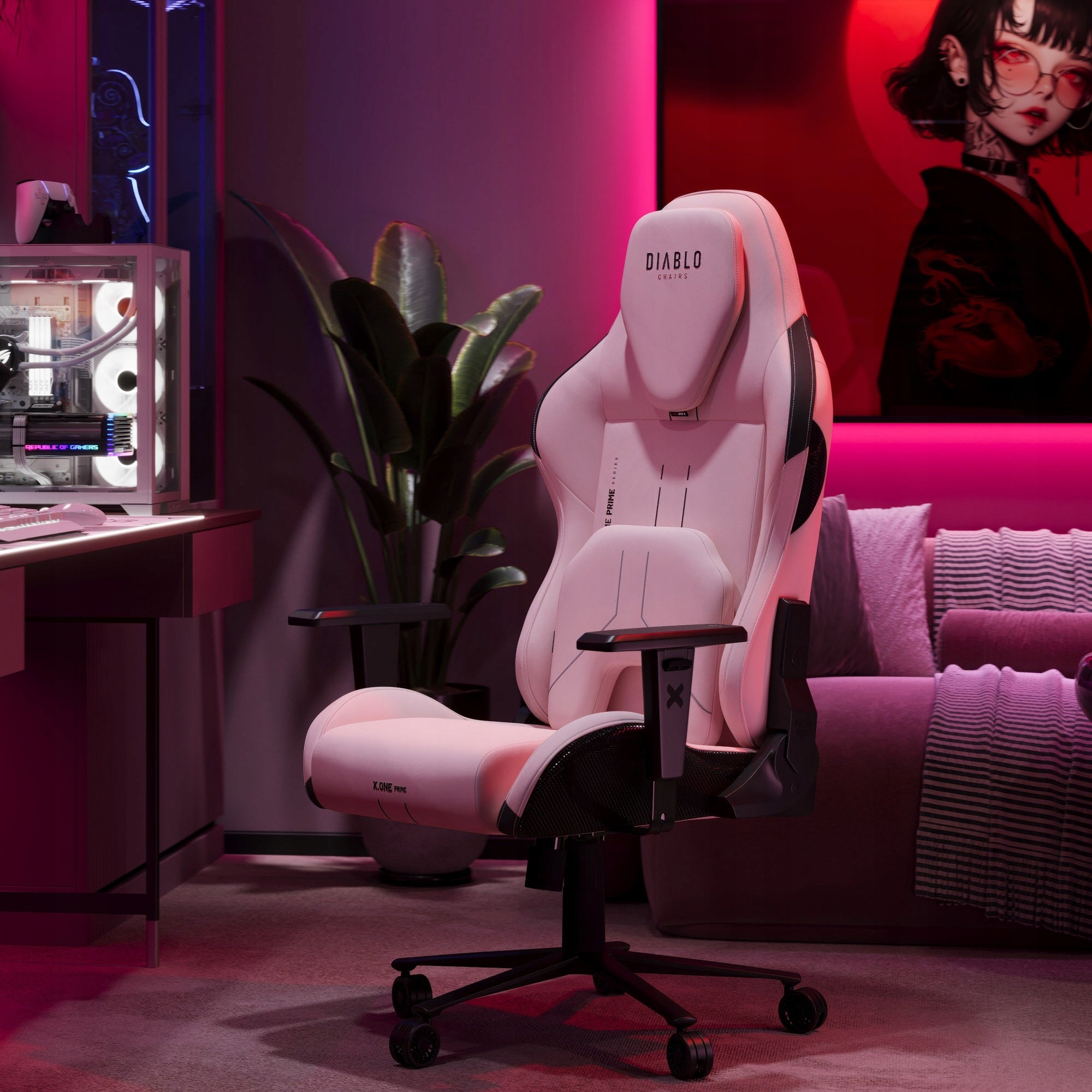 Gaming Chair Material Pink DIABLO X.One PRIME Normal Size Akira Pink EAN (GTIN) 5904405579886