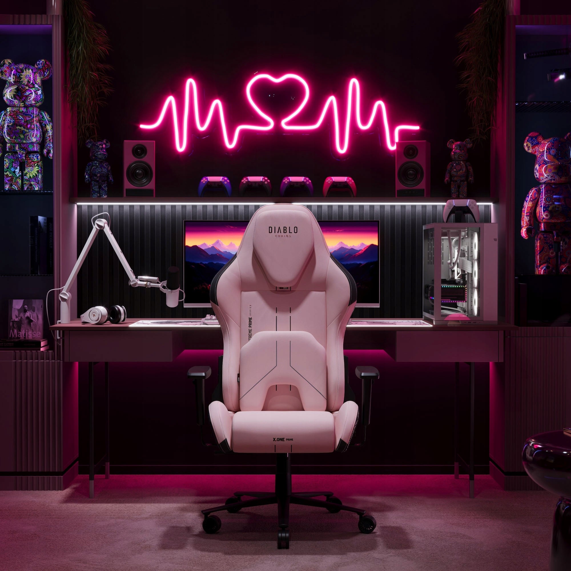 Gaming Chair Material Pink DIABLO X.One PRIME Normal Size Akira Pink Manufacturer code 1864