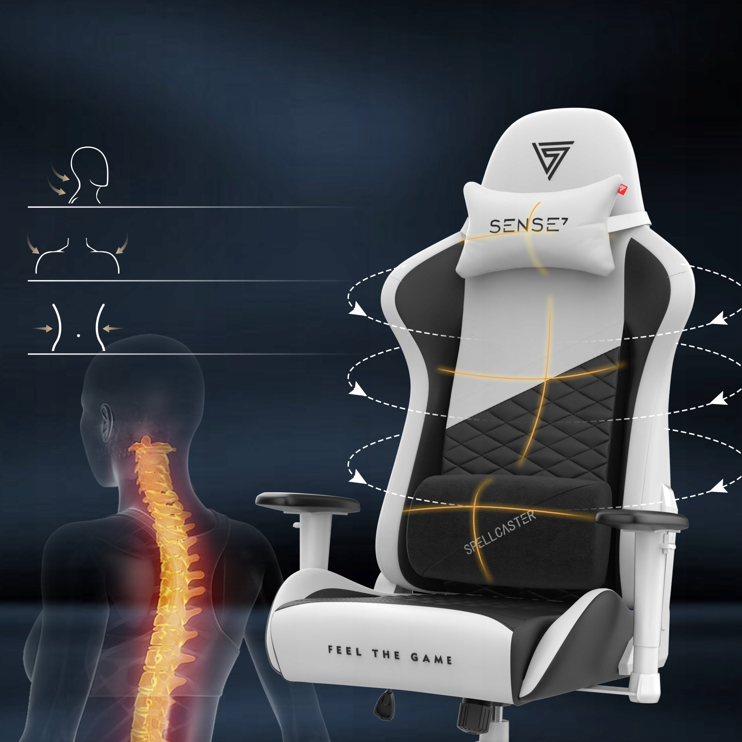 Gaming Chair Office Adjustable Senshi Sense7 Furniture height 134 cm