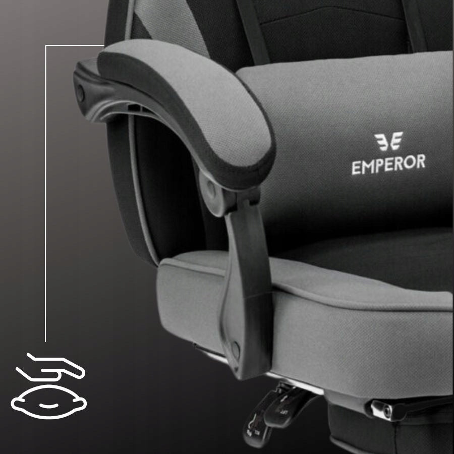 Gaming Chair Office Gaming Chair Emperor Black Grey Fabric Furniture width 70 cm