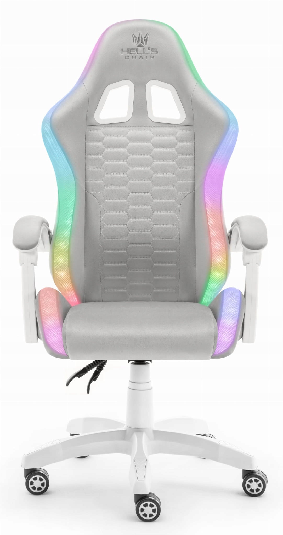 Gaming Chair Office Rotary Hell's Chair HC-1000 LED RGB Fabric Model HC- 1000 Grey- White- Tkanina LED RGB