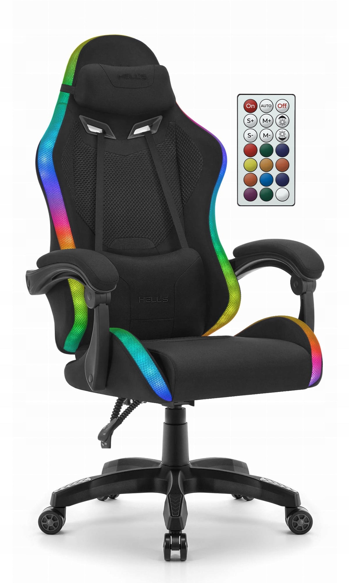 Gaming Chair Office Rotary Hell's Chair HC-1012 Black LED Fabric Brand HELL'S CHAIR
