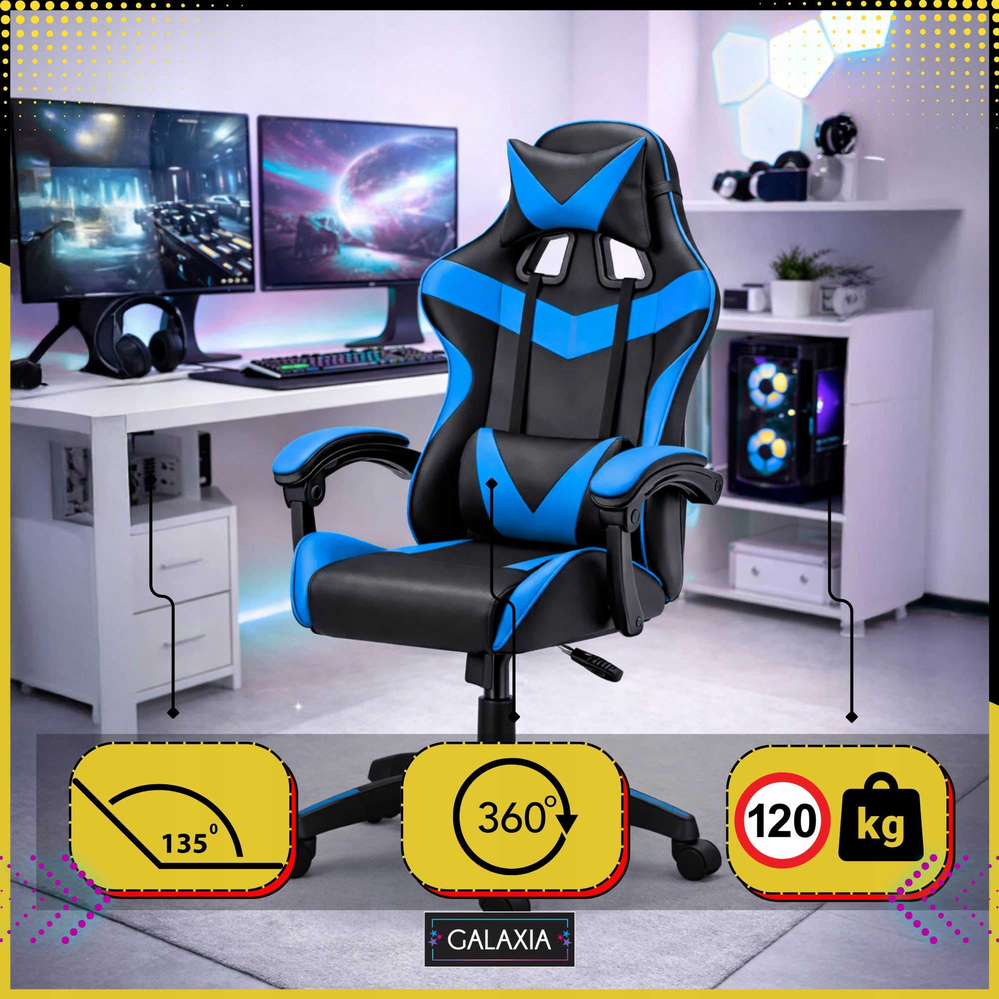 Gaming Chair Office Rotating Bucket Gaming Chair Gaming Furniture depth 62.1 cm