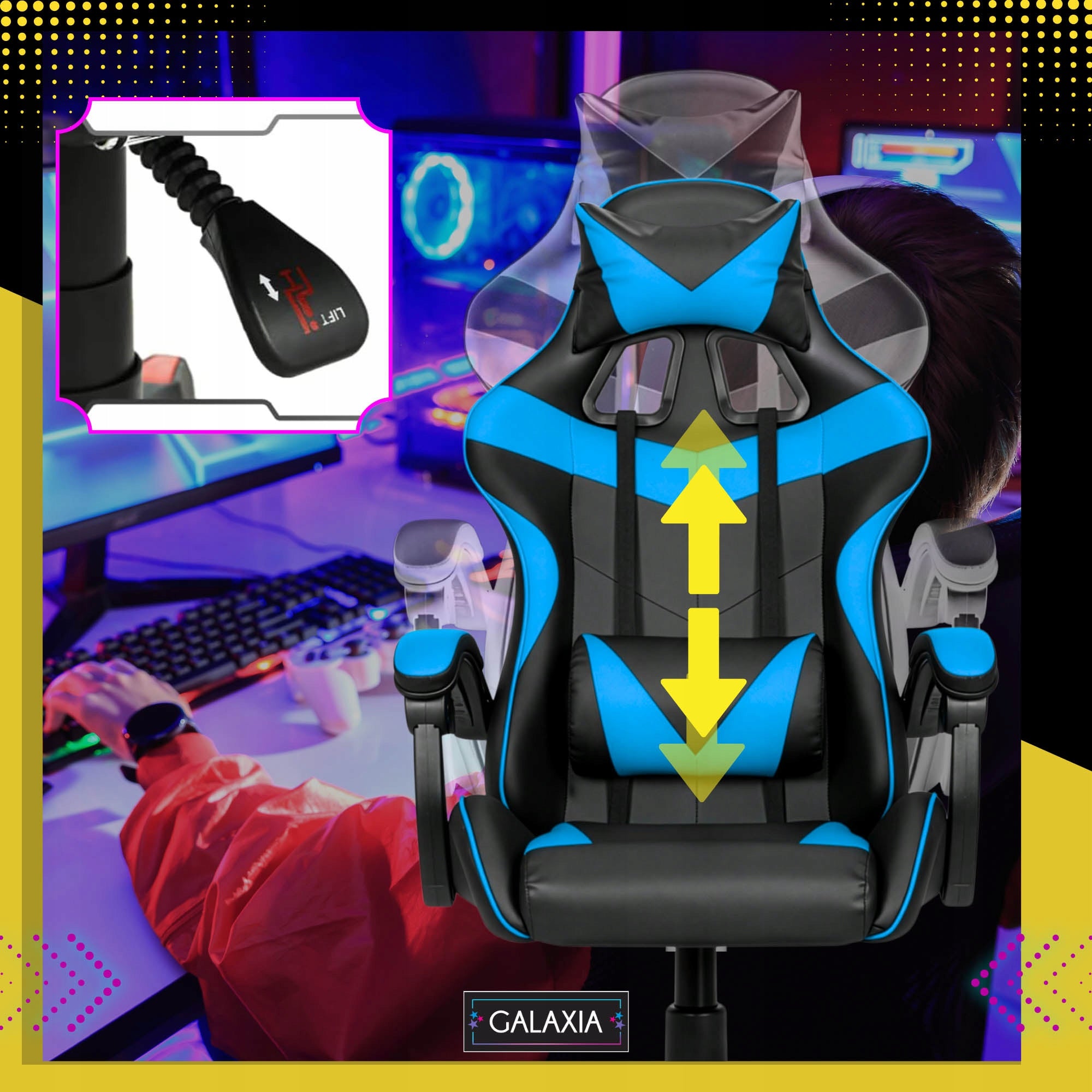 Gaming Chair Office Rotating Bucket Gaming Chair Gaming Furniture width 57.1 cm