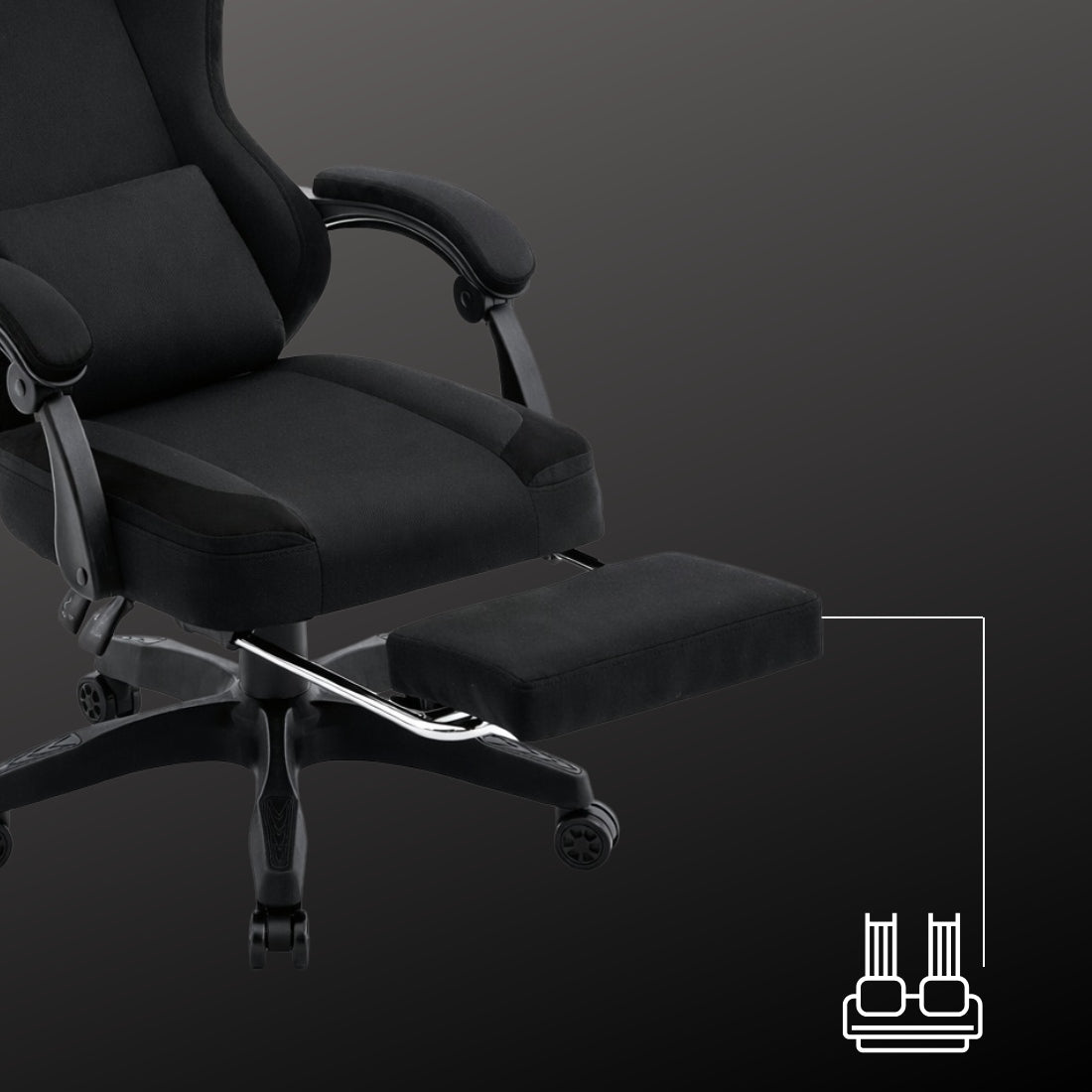 Gaming Chair Office Swivel Gaming Chair Gaming Fabric Black Furniture depth 65 cm