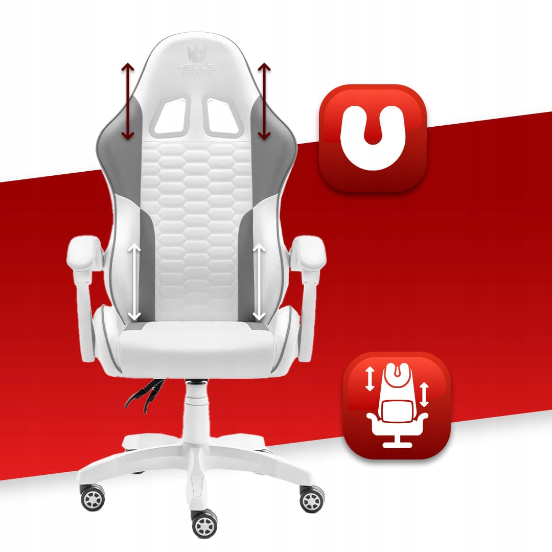 Gaming Chair Office Swivel Hell's Chair HC-1000 White-Grey Furniture width 64 cm