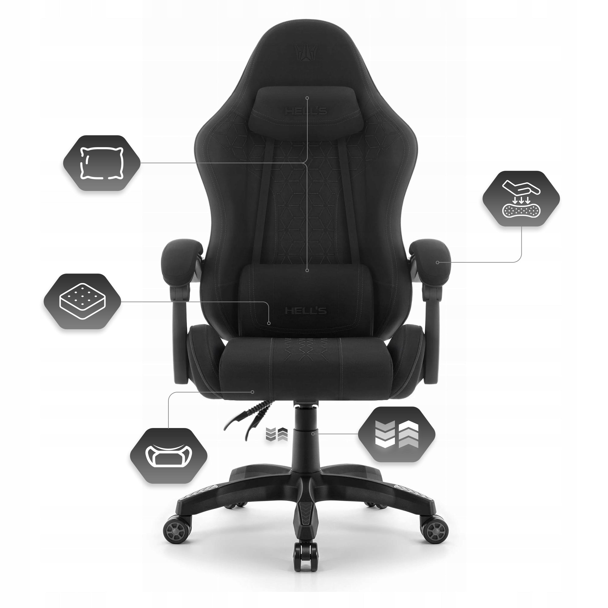 Gaming Chair Office Swivel Hell's Chair HC-1008 2.0 Black Mesh Model HC- 1008 2.0 Czarny Mesh