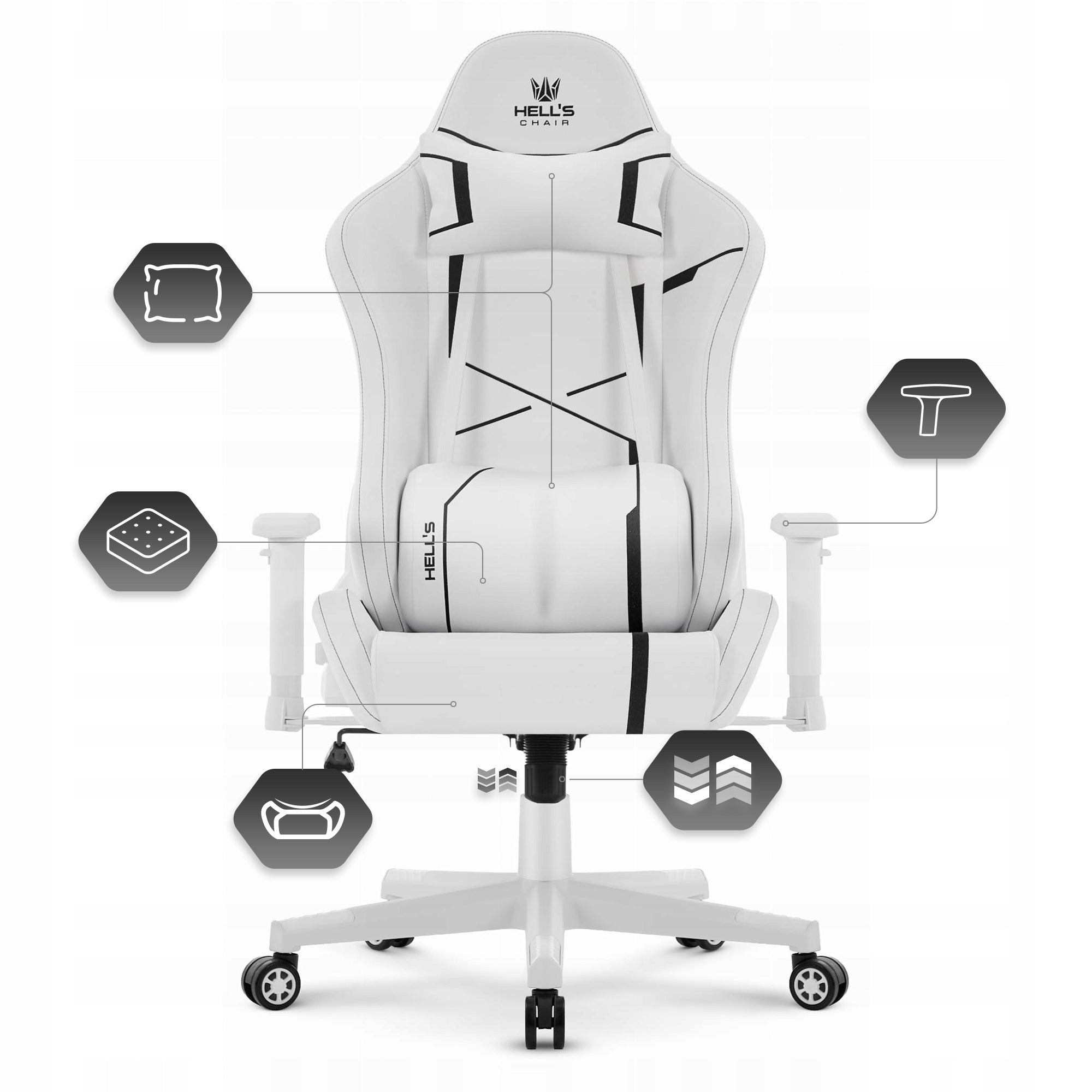 Gaming Chair Office Swivel Hell's Chair HC- 2001 White Furniture depth 55 cm