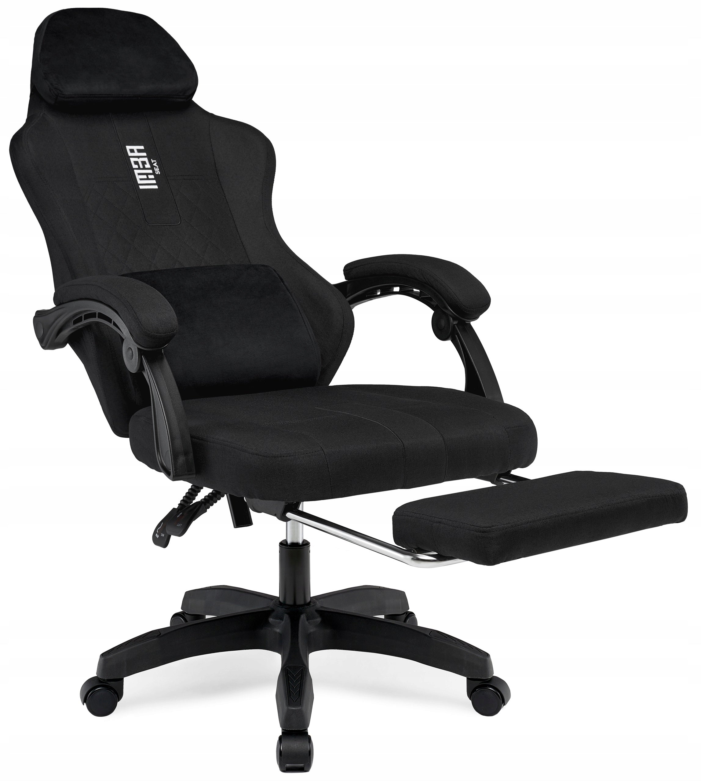 Gaming Chair Office Swivel Player Chair Fabric Black Furniture height 121 cm