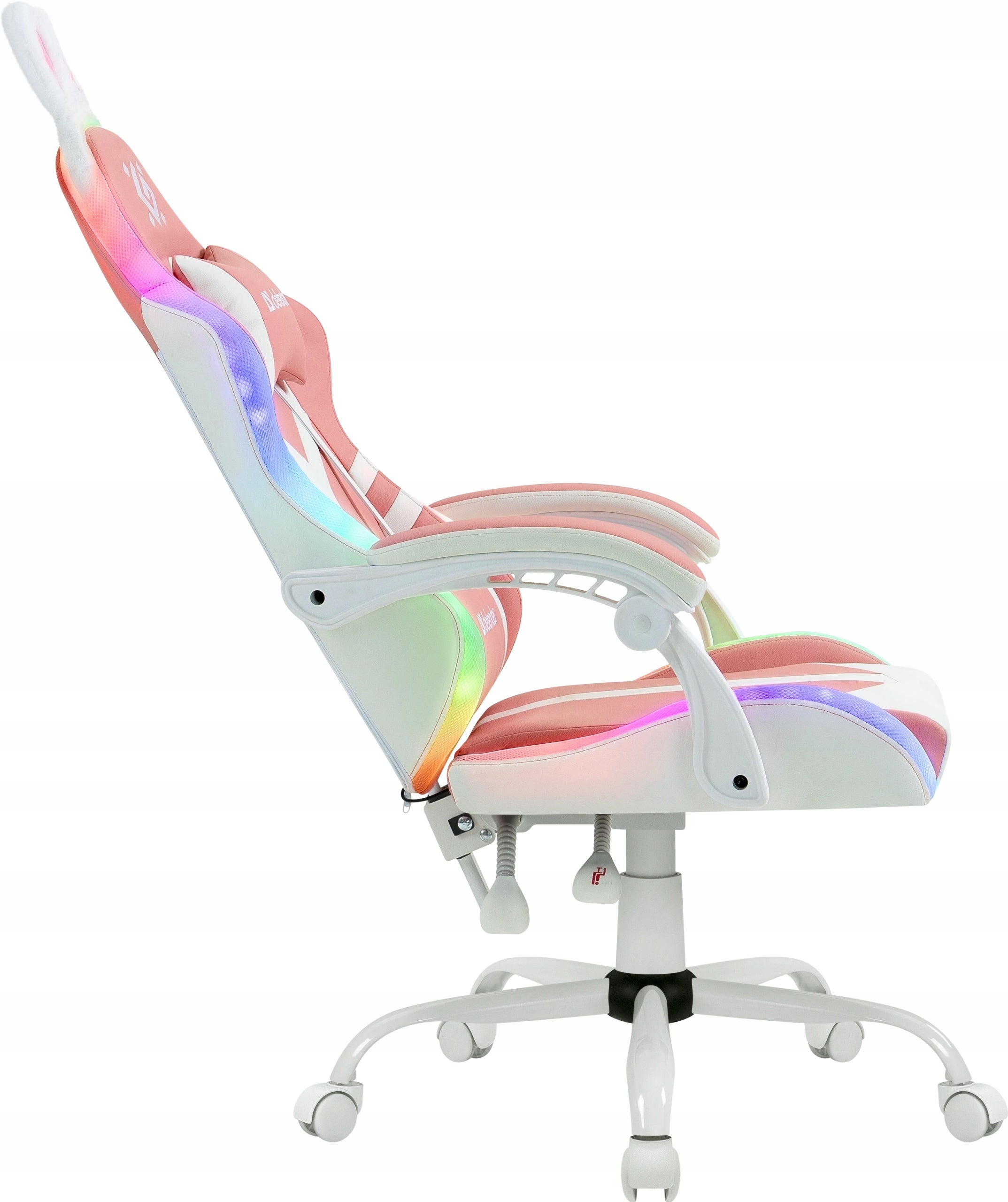 Gaming Chair Pink Cat Ears LED Backlight Rotating Defender IDEAL Manufacturer code Fotel Różowy Gamingowy