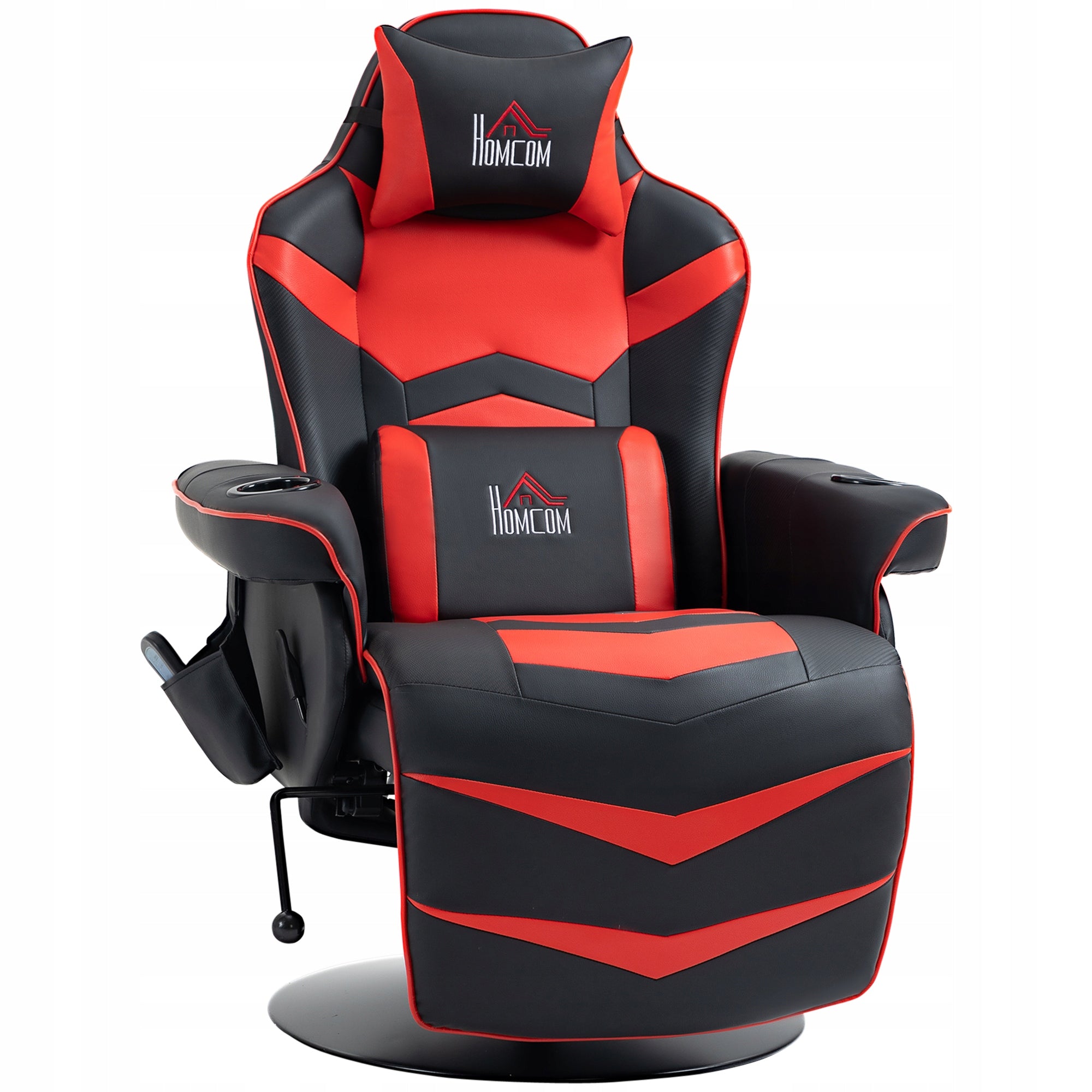 Gaming Chair Relaxing Ergonomic with Massage and Cup Holder Upholstery color black and gray