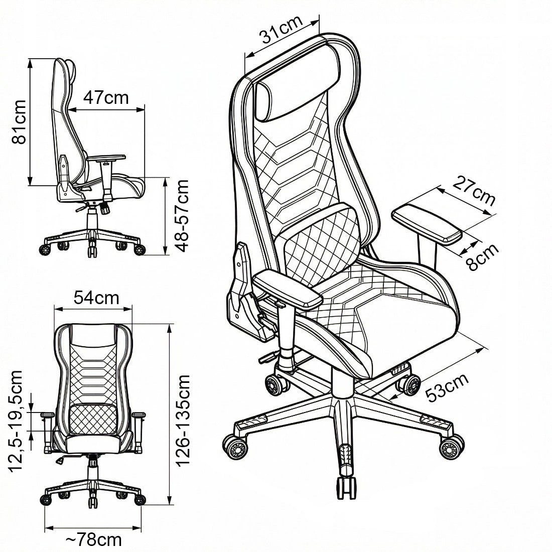 Gaming Chair Rotating 150KG Office Gaming Chair Bucket Spacetronik Medical device no