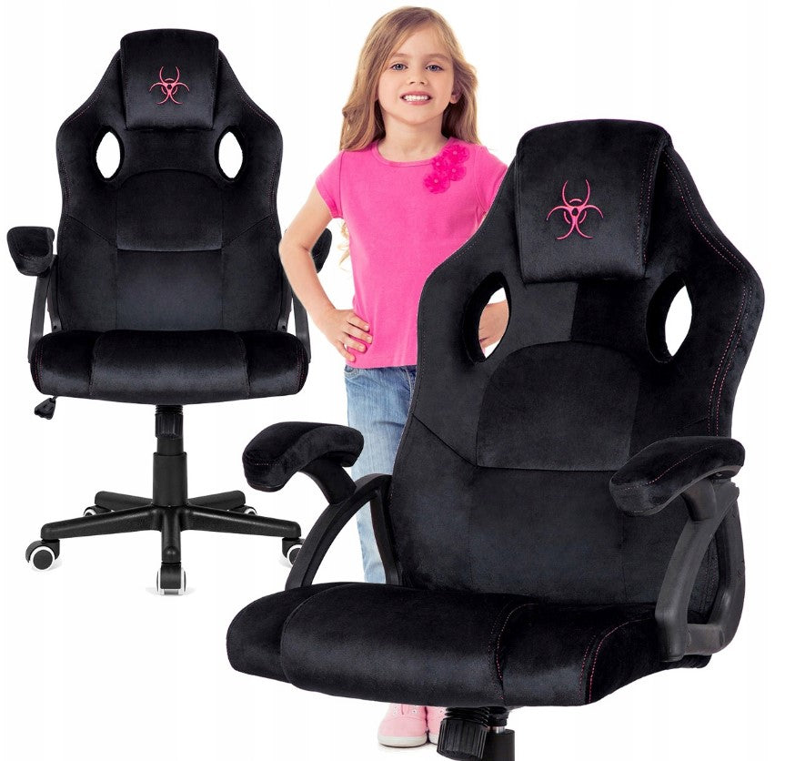 Gaming Chair Rotating Gamer Velour Black Student Desk Chair