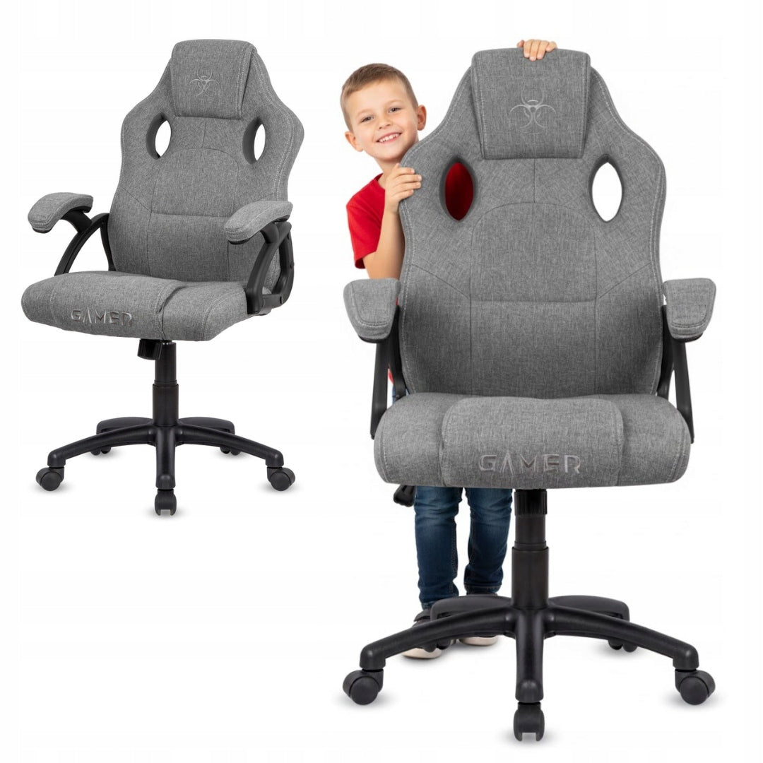 Gaming Chair Rotating Player Fabric Gray Student Desk Chair