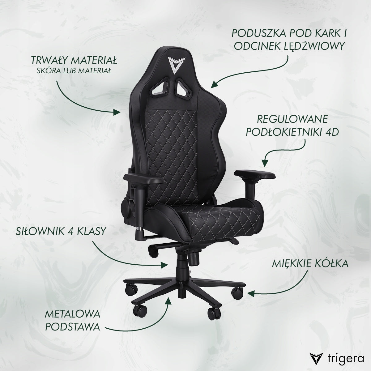 Gaming Chair Trigera One Black Leather Packaging status original
