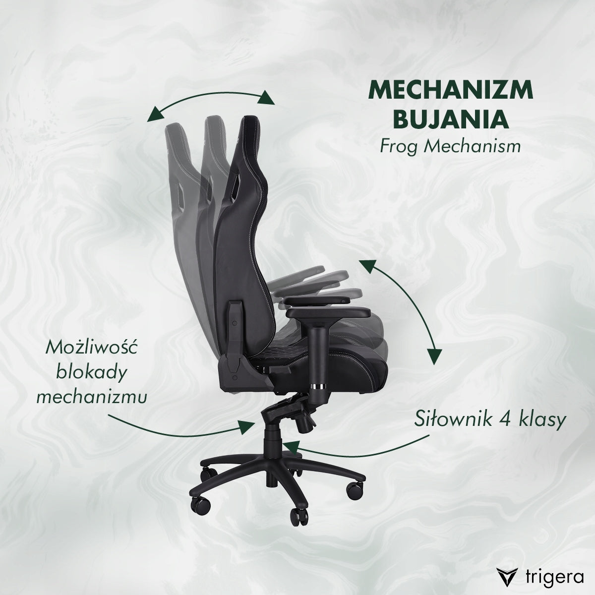 Gaming Chair Trigera Two Black Leather Furniture height 138.5 cm