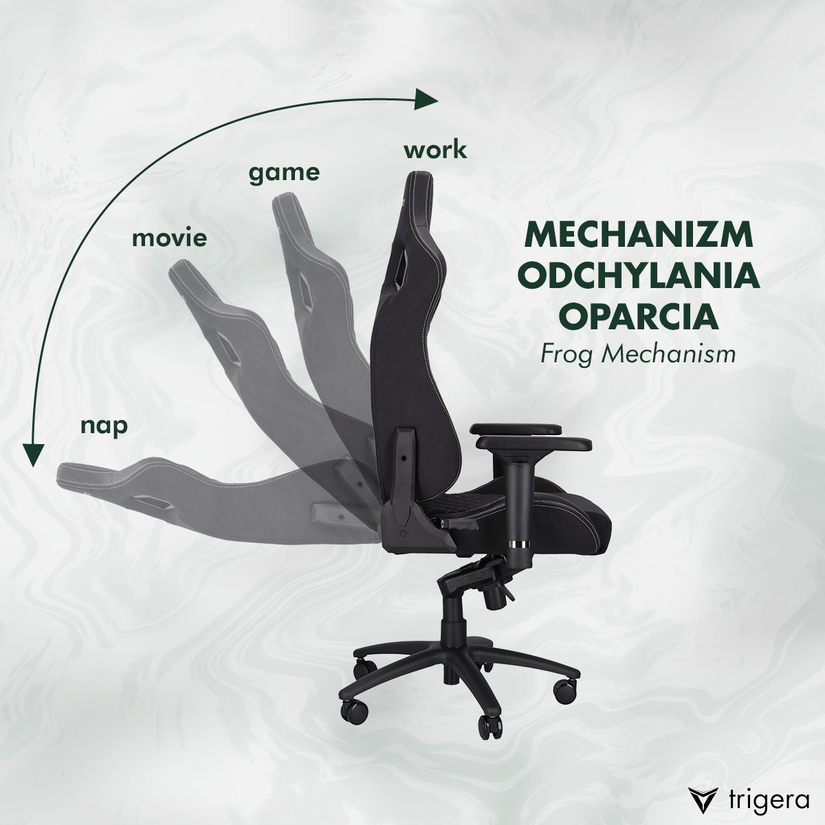 Gaming Chair Trigera Two Black Material Furniture width 70 cm