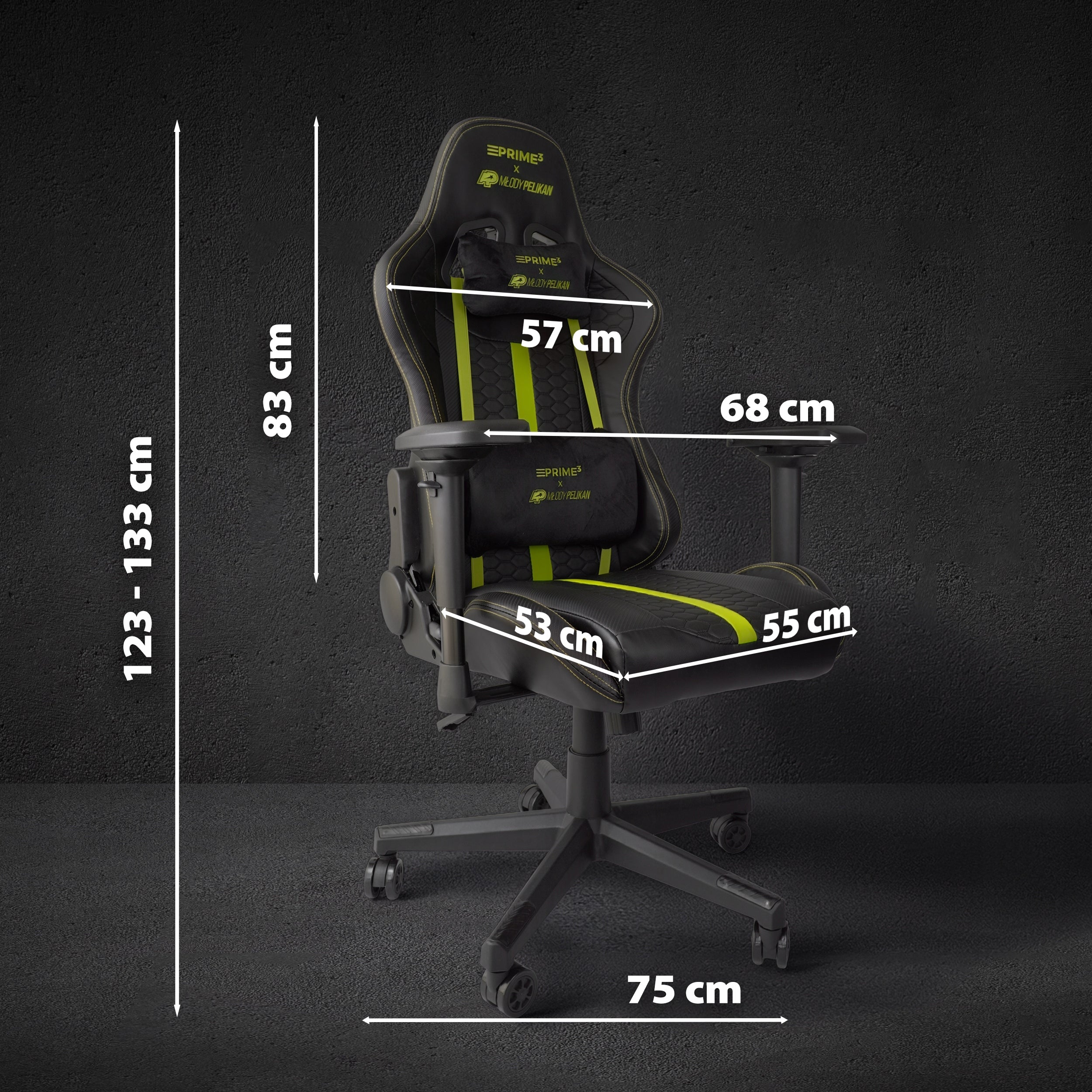 Gaming Chair for Player PRIME3 Young Pelikan 4D Lifting capacity 150kg CHAIR Furniture height 120 cm