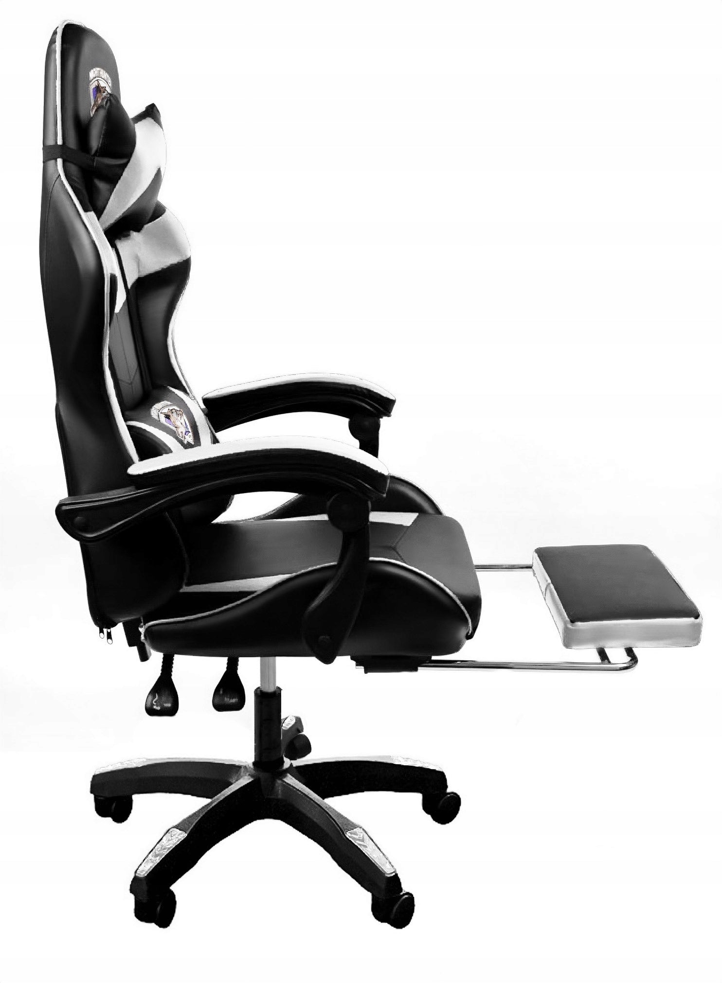 Gaming Chair with Back Massage Computer SWIVEL for Player + Footrest! Model FOX 2 BIALO-CZARNY