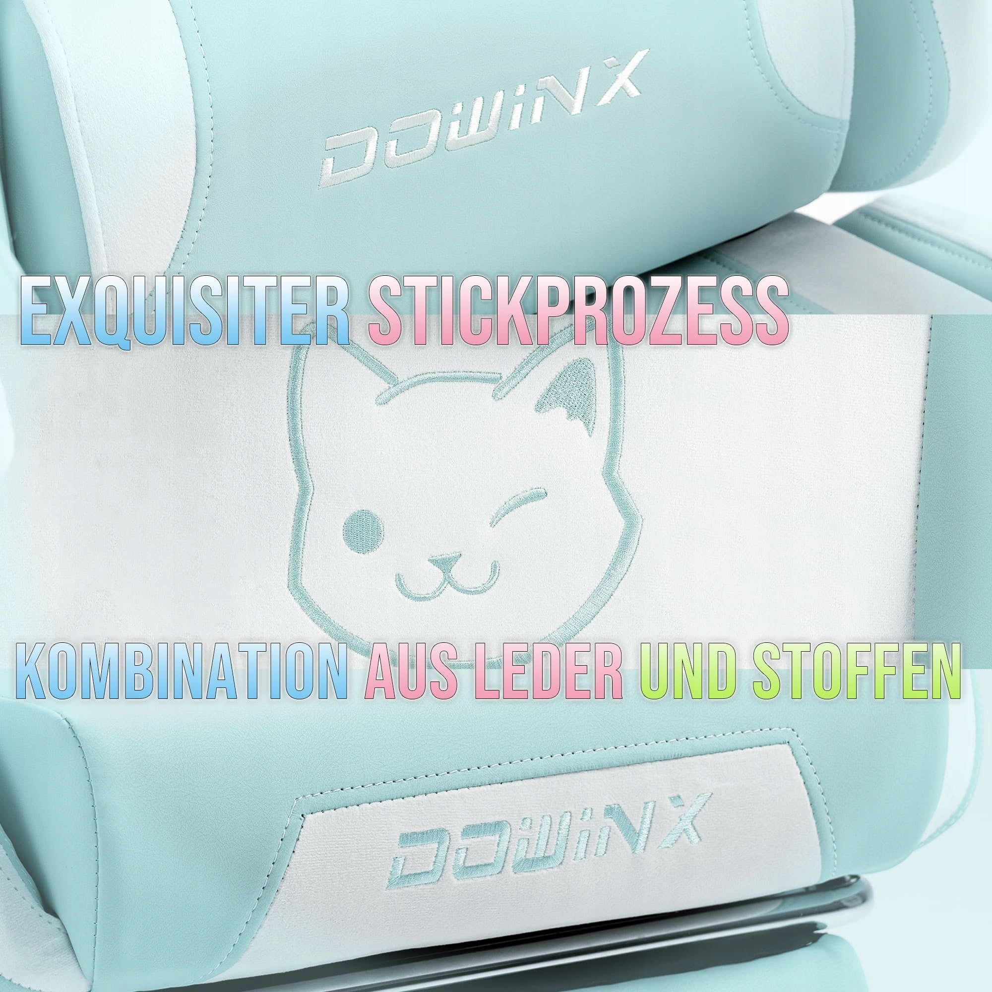 Gaming Chair with Cat Ears Ergonomic with Footrest Blue Model Fotel Gamingowy