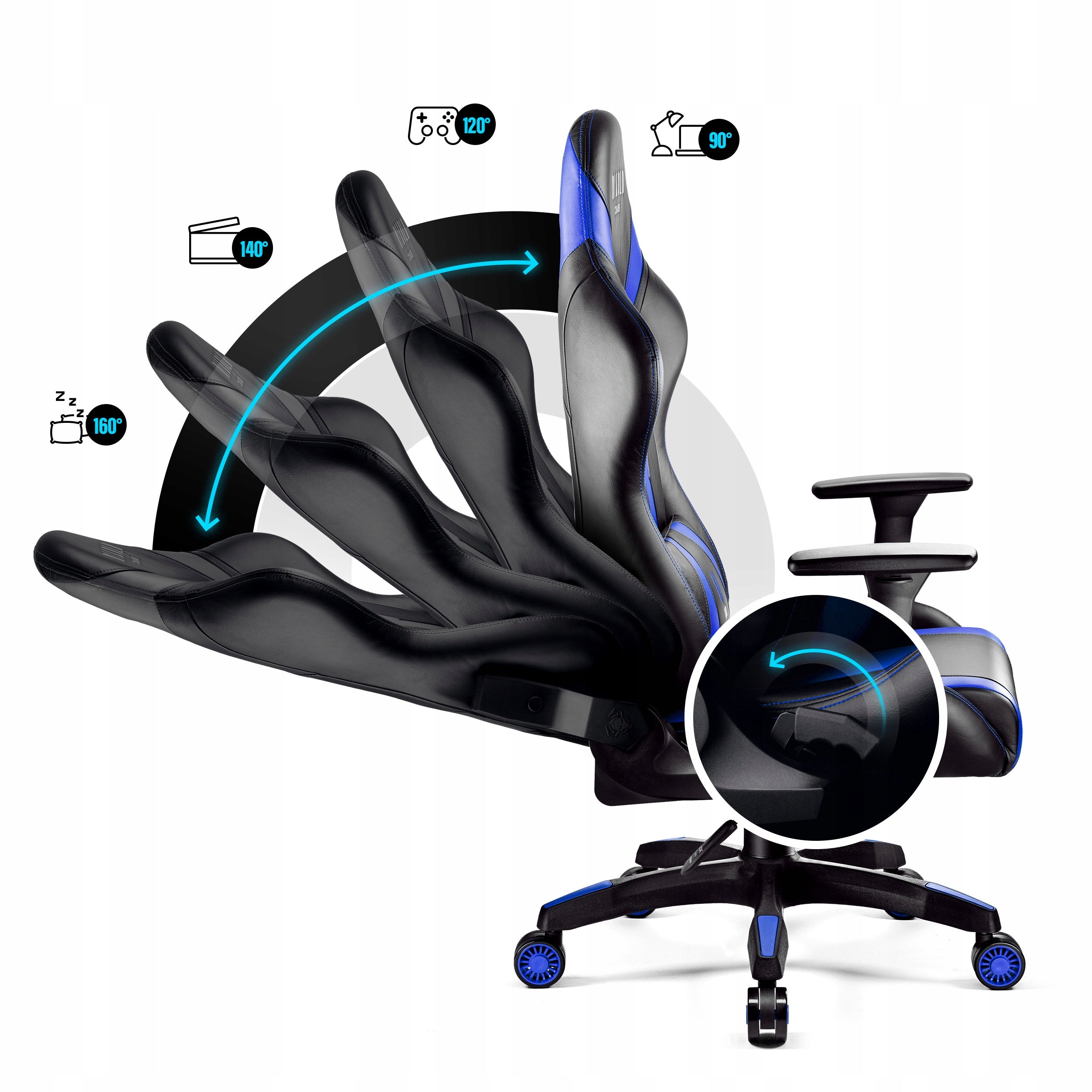 Gaming Chair with Eco-leather DIABLO X-Horn 2.0 Normal Size Black-blue Furniture height 134 cm