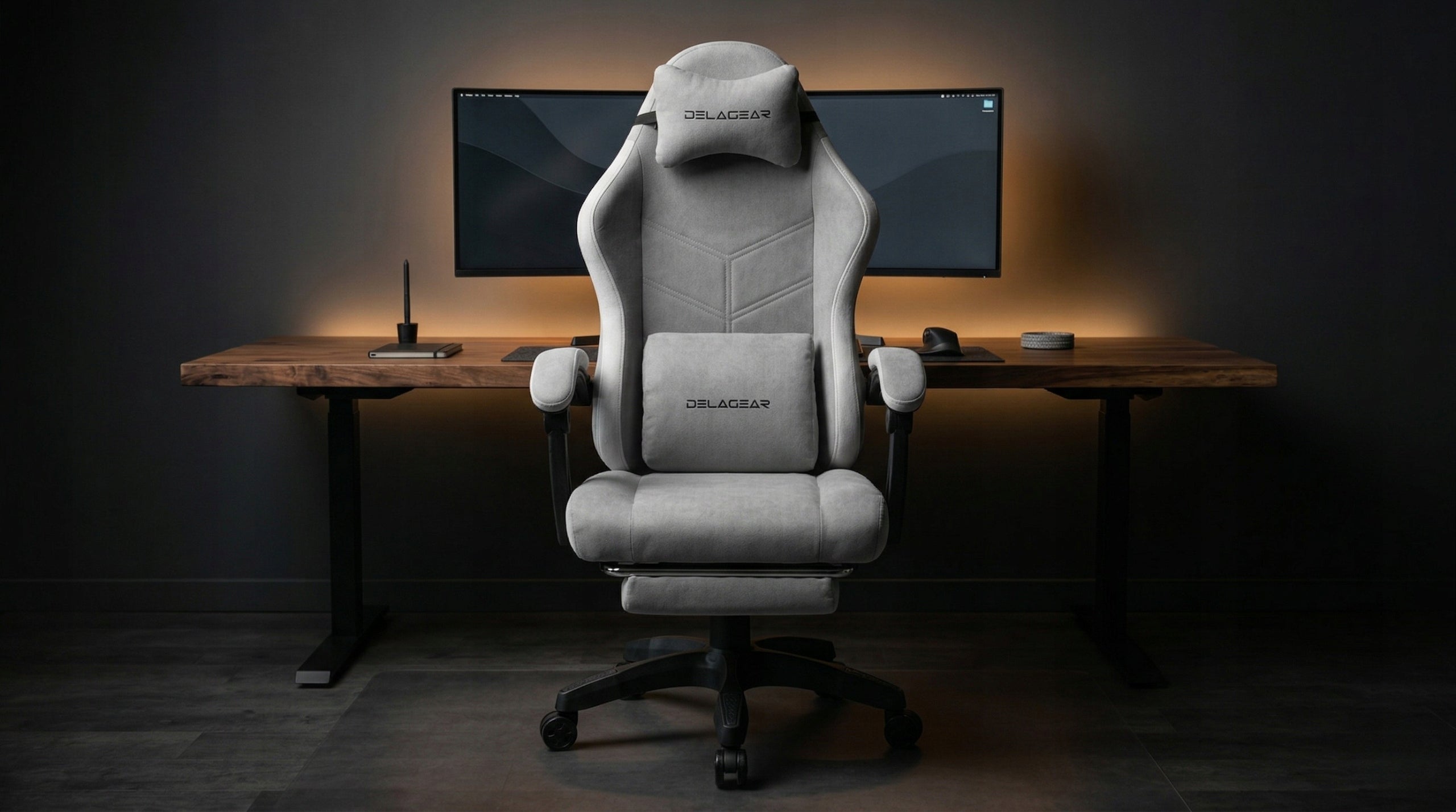 Gaming Chair with Footrest DELAGEAR G 325 Grey Swivel Material Manufacturer code 5904261532490