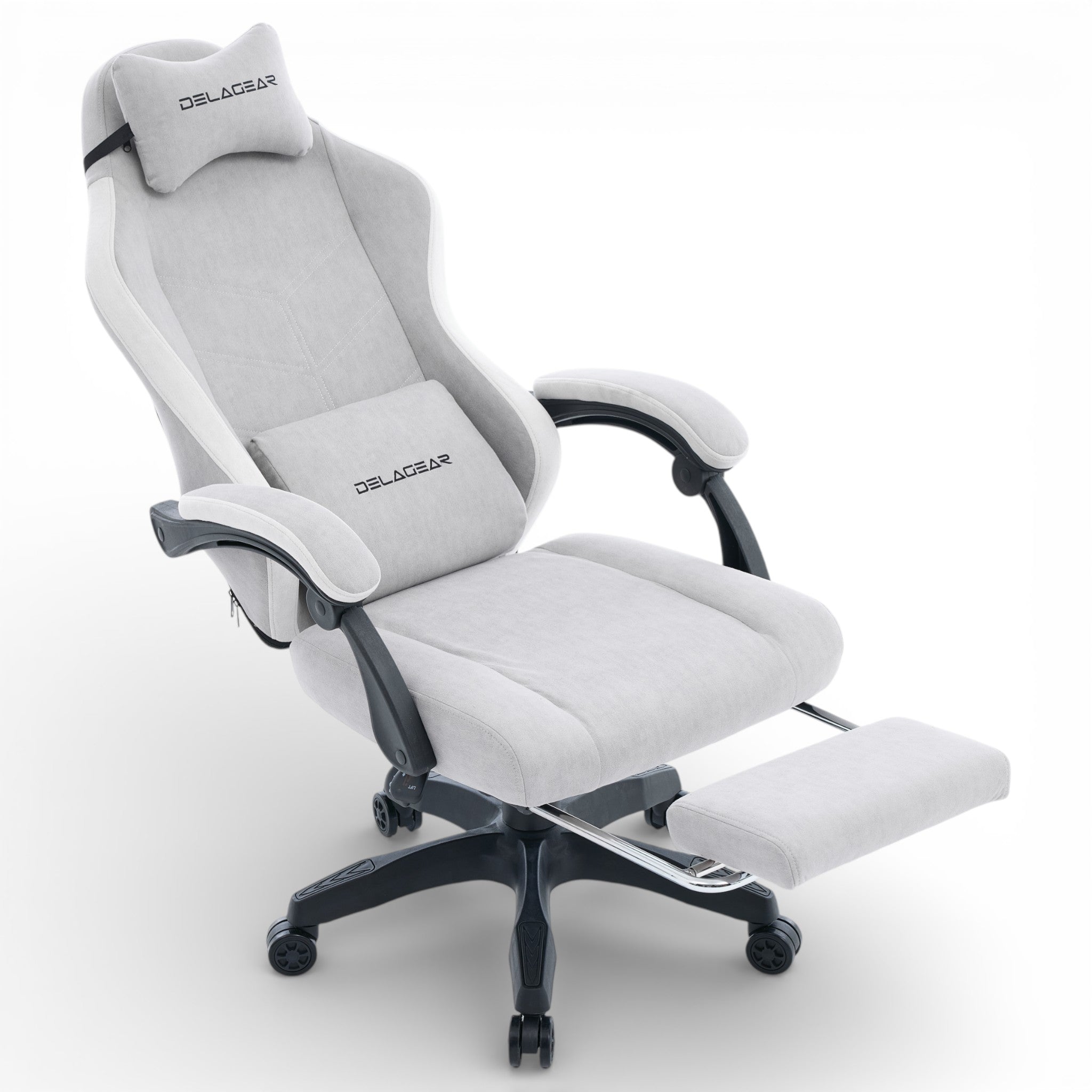Gaming Chair with Footrest DELAGEAR G 325 Grey Swivel Material Model Delagear G 325 Szary Materiałowy