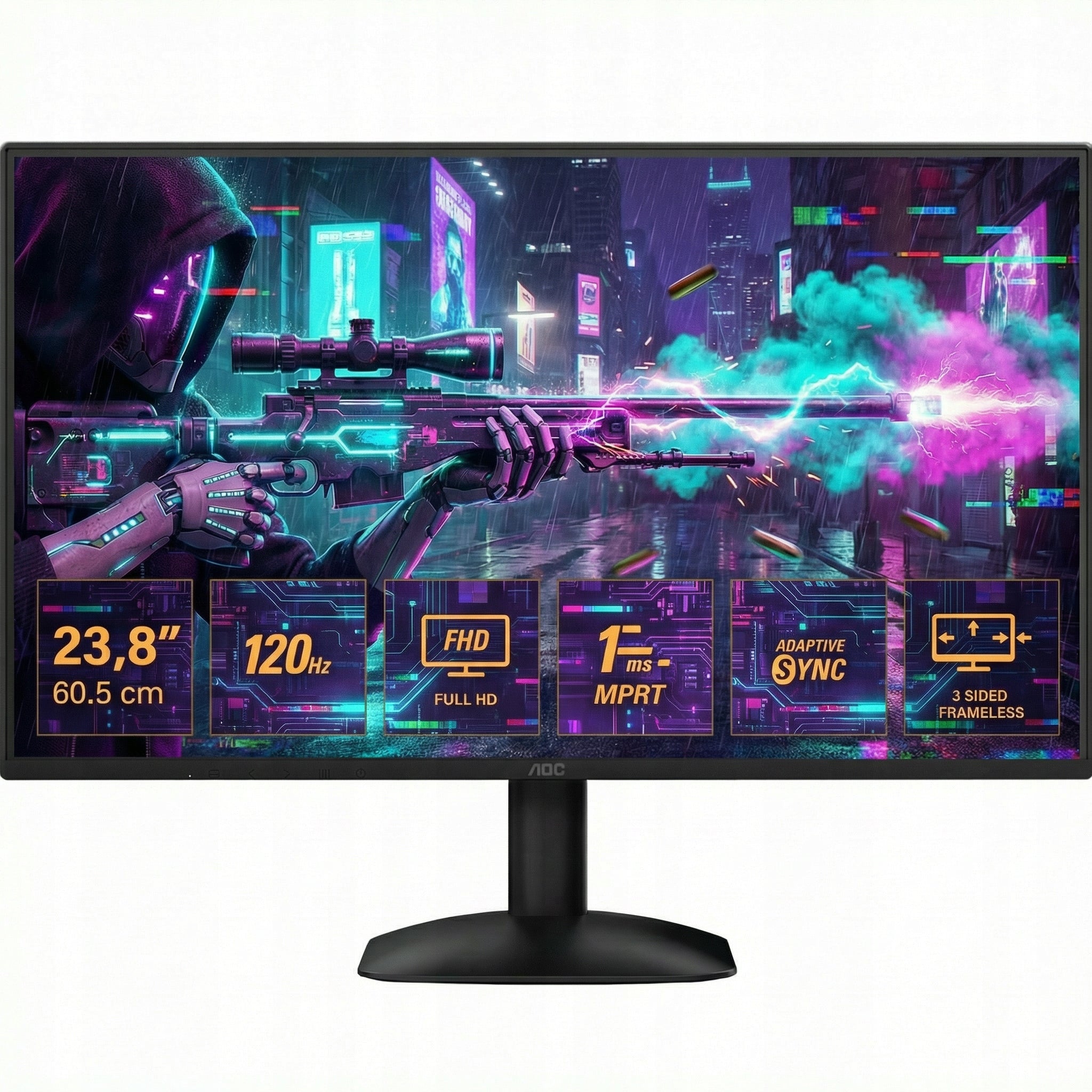 Gaming Monitor Frameless LED AOC 24 Inch Full HD 120HZ IPS HDMI VGA