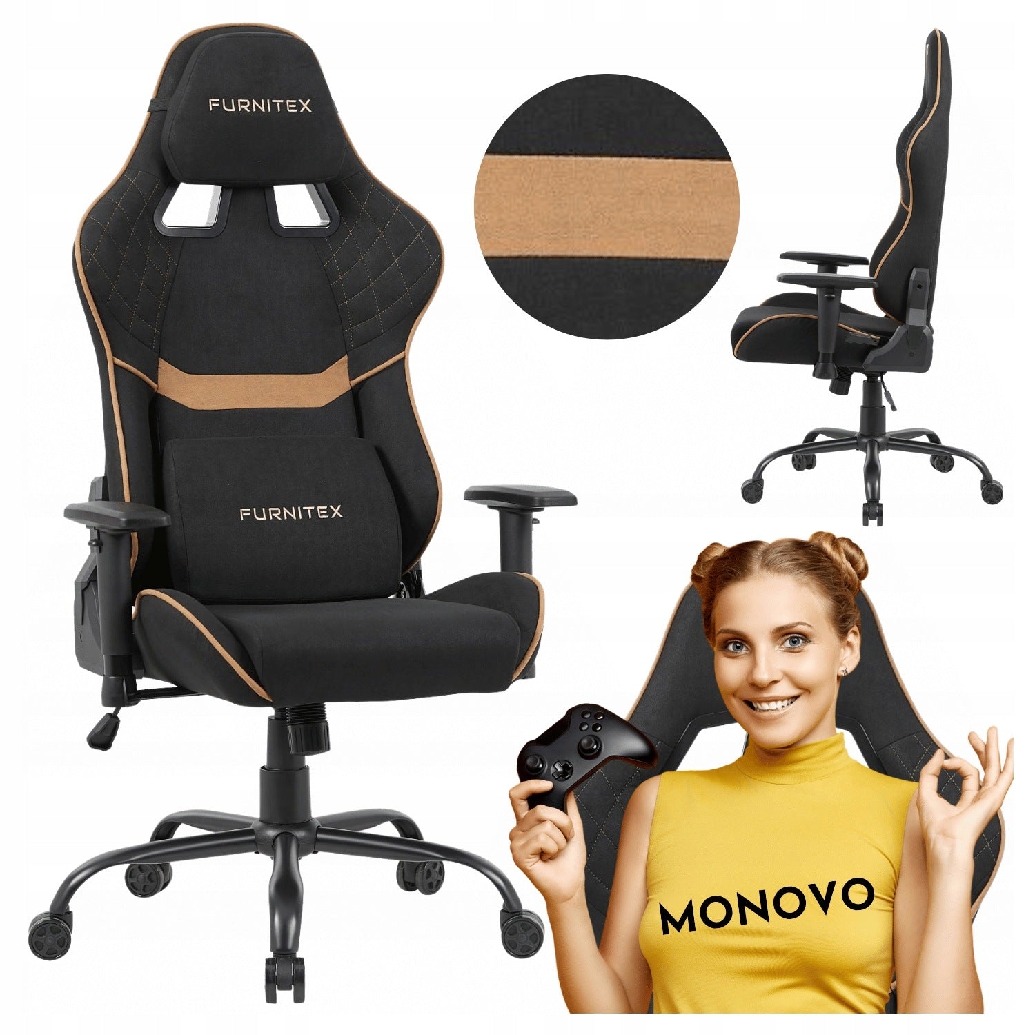 Gaming Swivel Chair Ergonomic For Office Desk Room Black ZOR