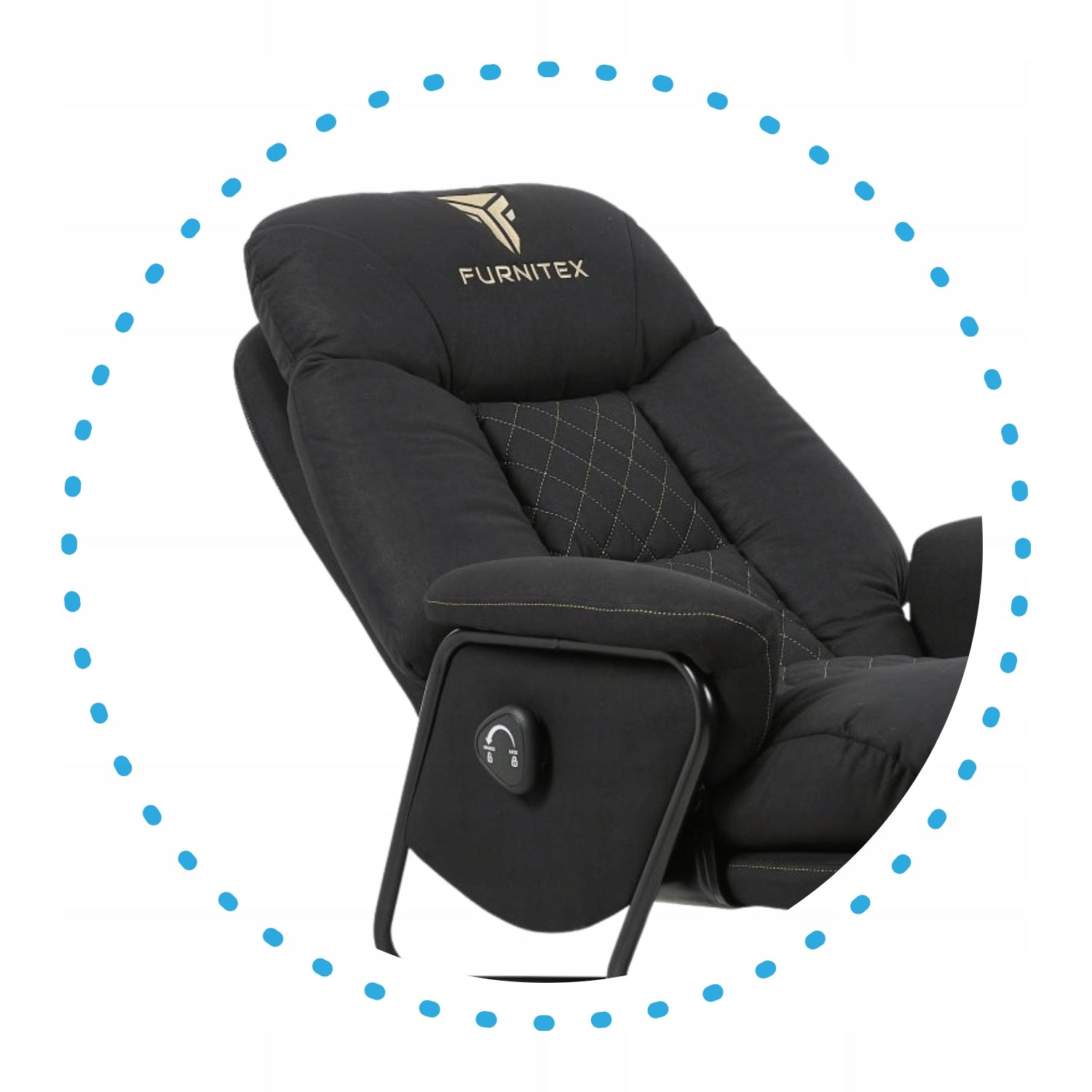 Gaming Swivel Chair Ergonomic With Footrest Black ROYAL Furniture depth 61 cm
