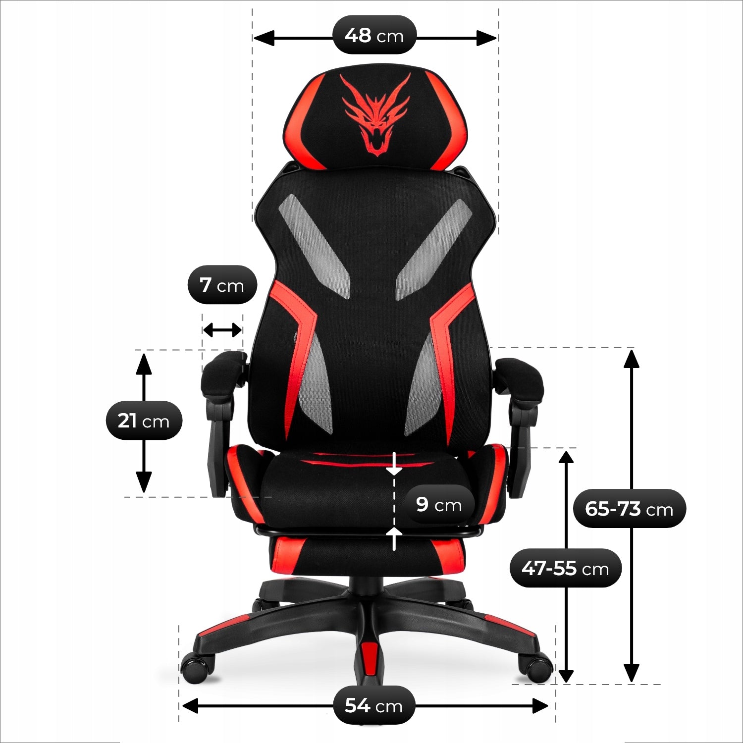 Gaming Swivel Chair with Footrest Youth Black Red MAXIMO Manufacturer code Krzesło Obrotowe Gracza z Podnóżkiem Diablo