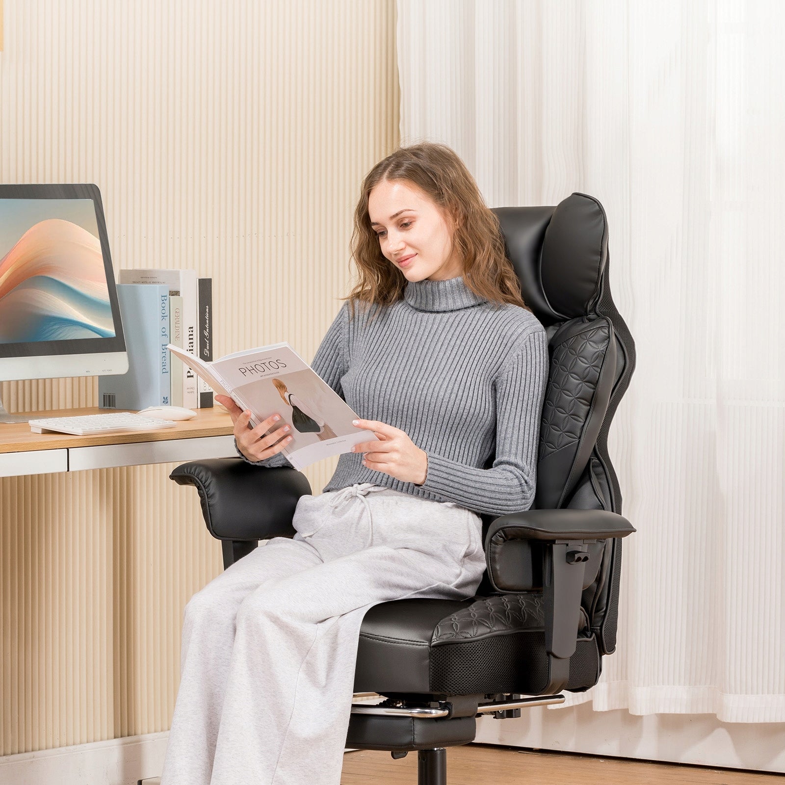 Gaming chair Comhoma Wide seat, spring-loaded faux leather support black Manufacturer code CH510-BLK