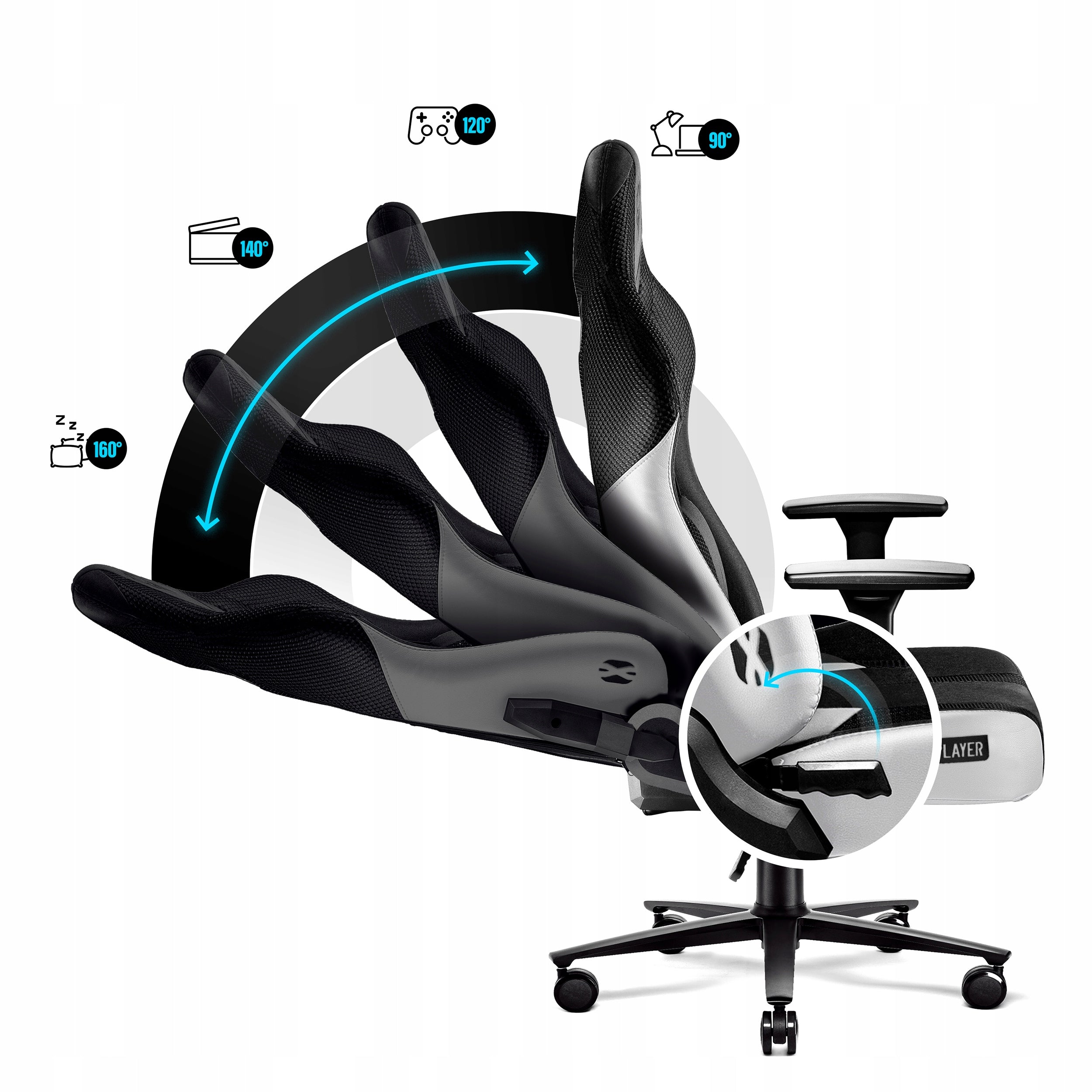 Gaming chair Diablo Chairs X-Player 2.0 Normal Size fabric black Brand Diablo Chairs