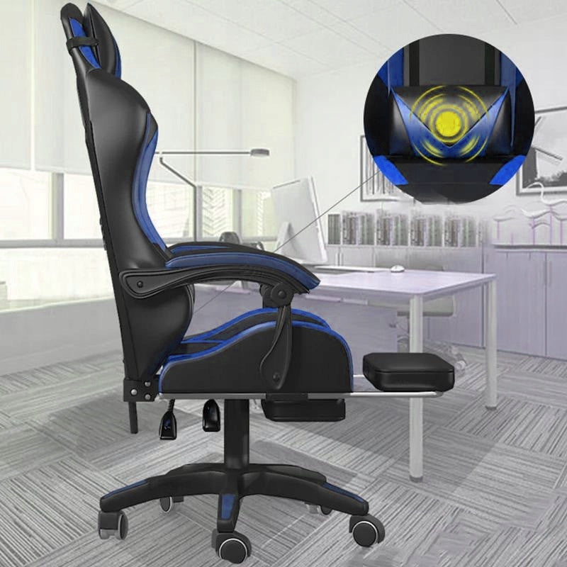 Gaming chair Games blue/black swivel office chair + massage Furniture height 117 cm