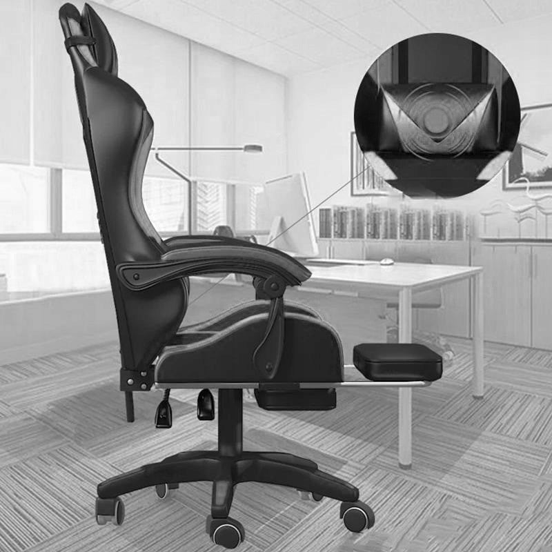 Gaming chair Games white/black swivel office chair with footrest + Furniture height 117 cm