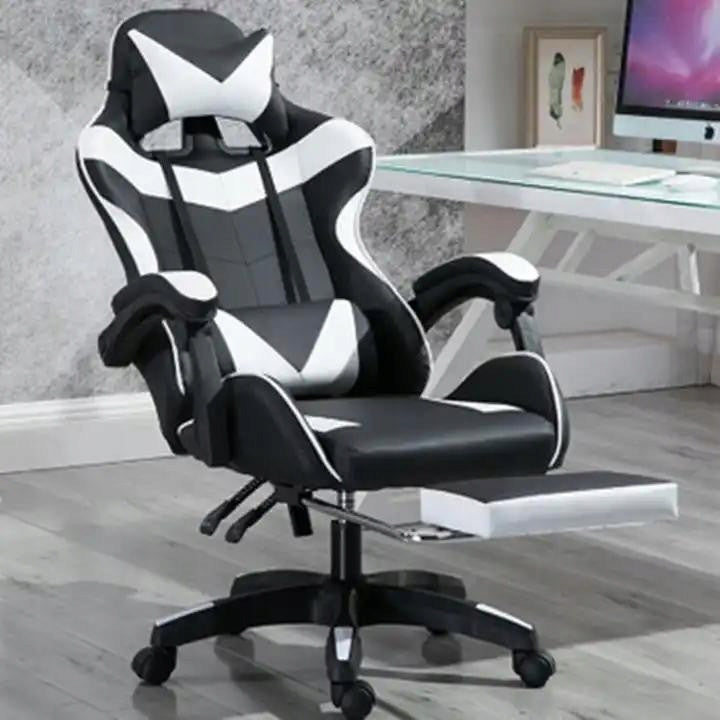 Gaming chair Games white/black swivel office chair with footrest + Manufacturer code 11-268--