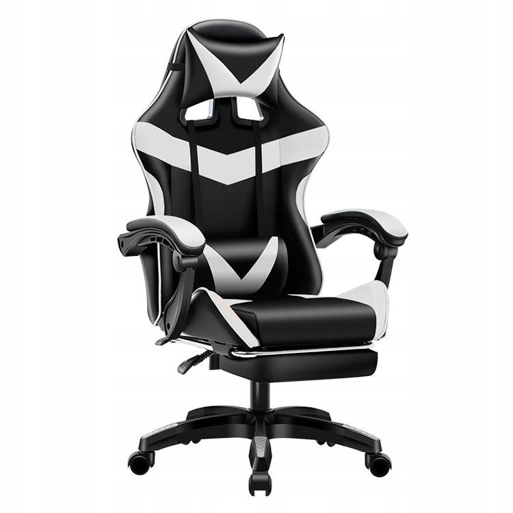 Gaming chair Games white/black swivel office chair with footrest +