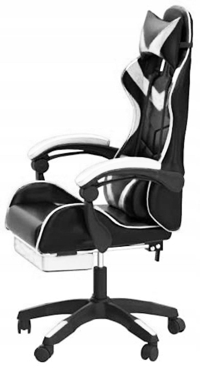 Gaming chair HIGH 78cm with back massage + computer footrest ROTATING Furniture width 63 cm