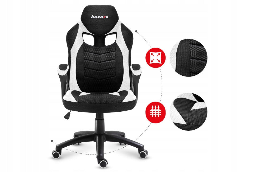 Gaming chair HUZARO Force 2.5 White Furniture width 62 cm