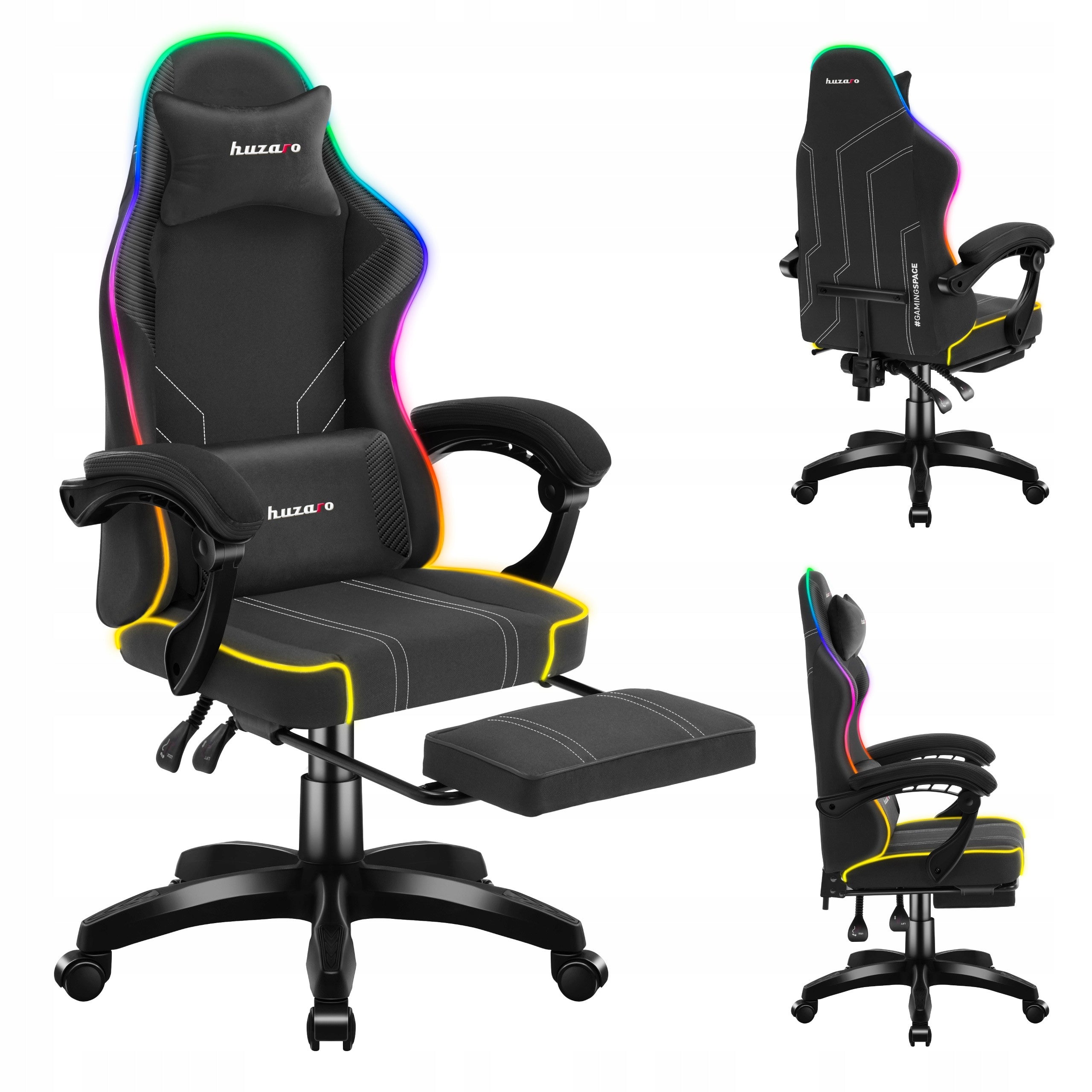 Gaming chair Huzaro Force 3.7 RGB Black Manufacturer code HZ-FORCE 3.7 RGB BLACK