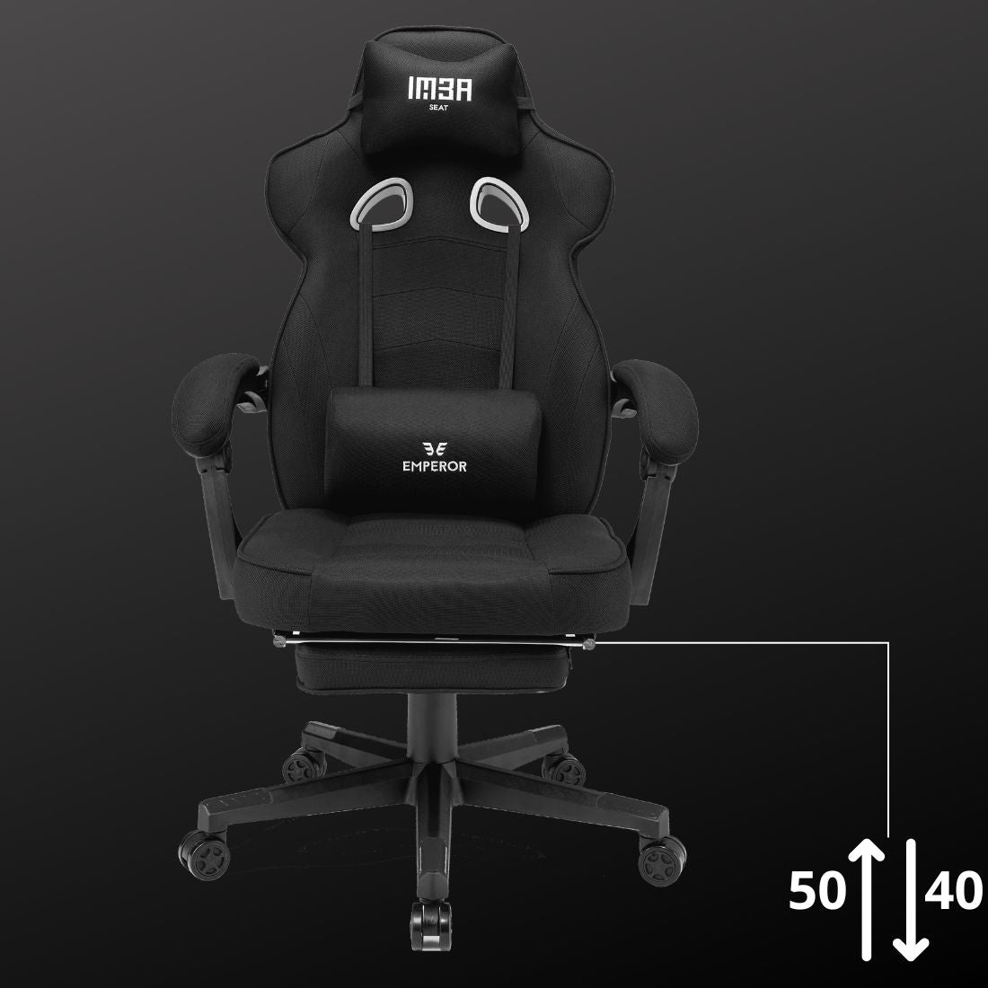 Gaming chair IMBA seat Emperor fabric black Furniture depth 70 cm